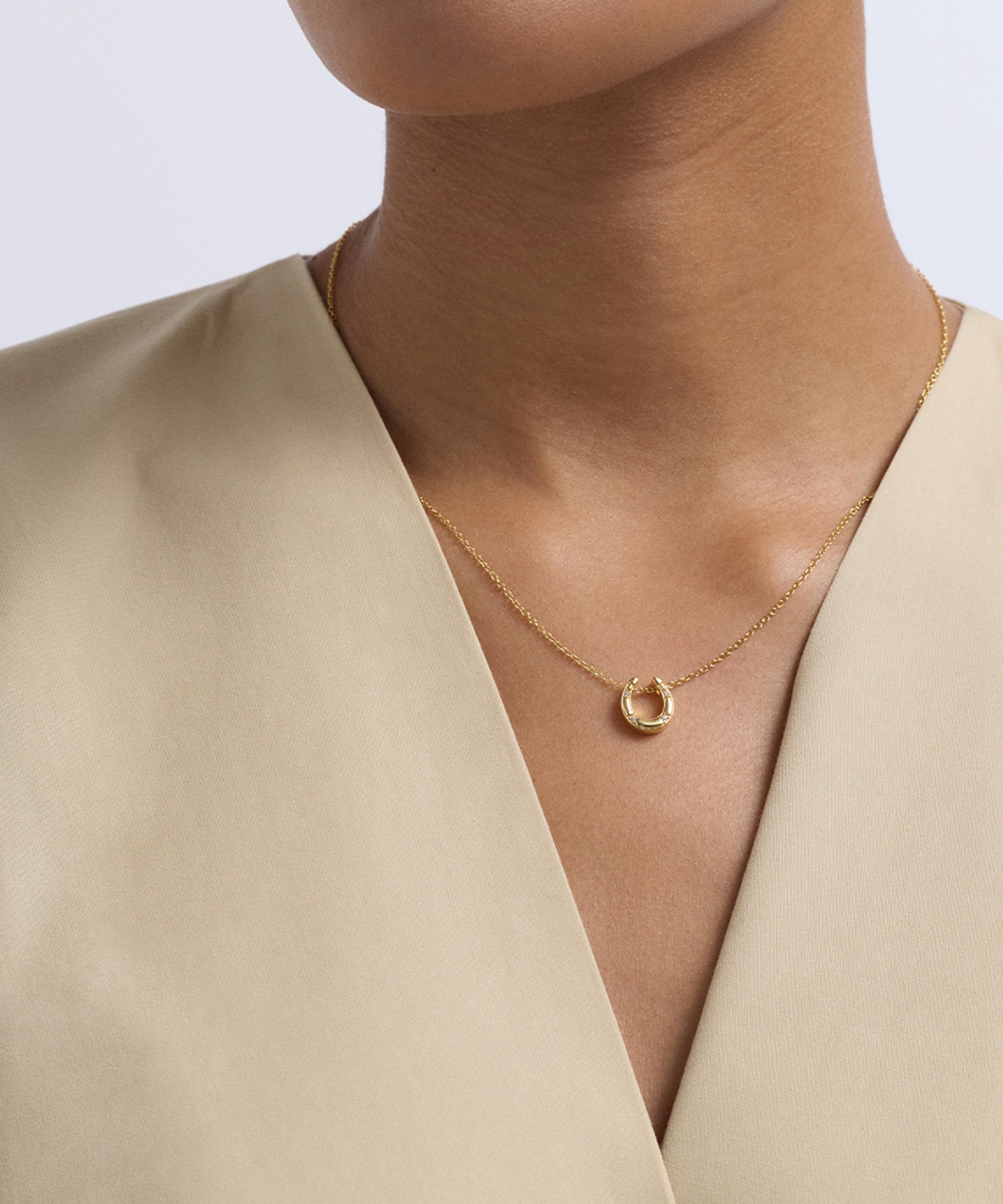 Astley Clarke - 18ct Gold-Plated Vermeil Silver Biography Horseshoe Pendant Necklace image number 1