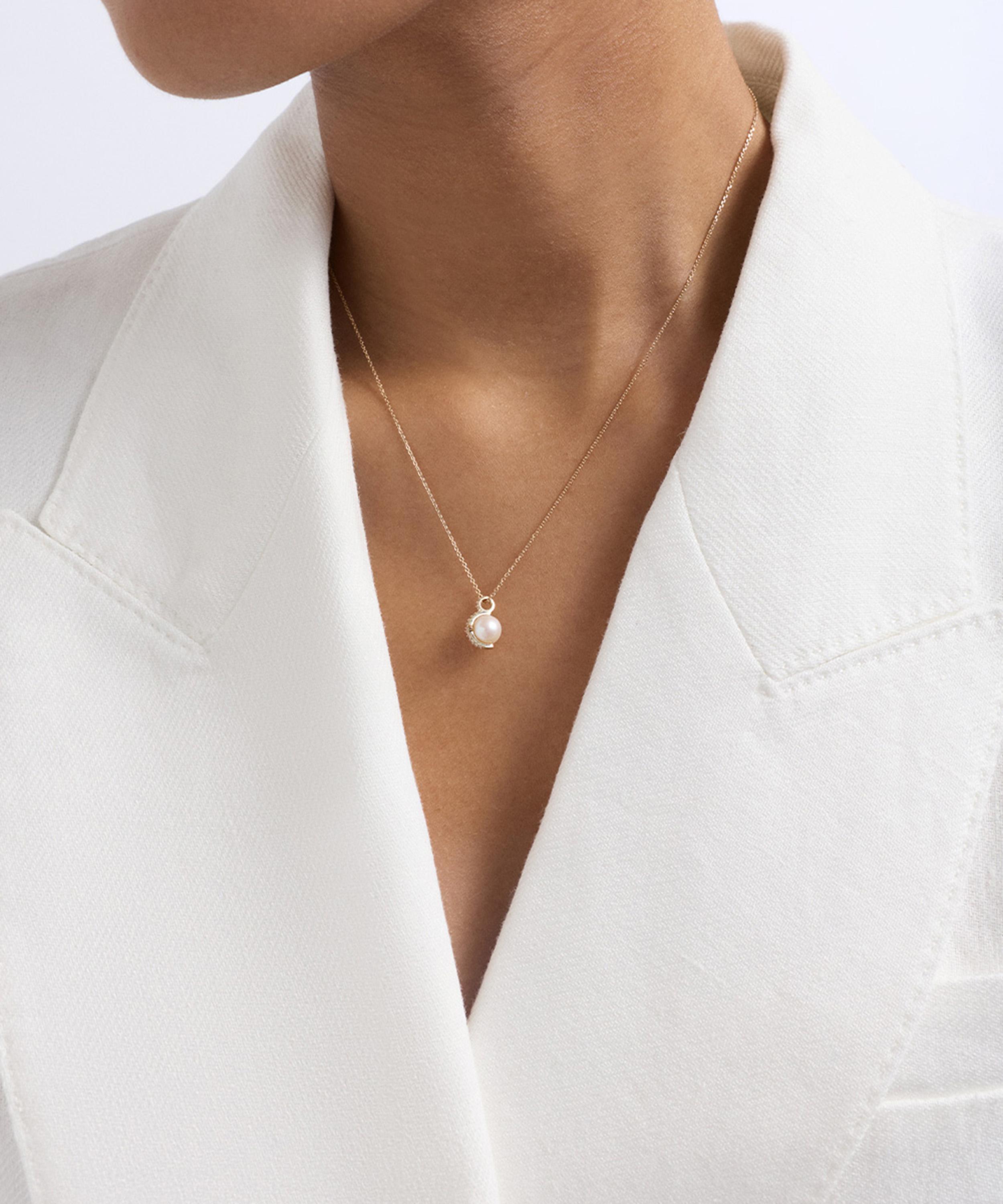 Astley Clarke - 14ct Gold Luna Pearl and Lab-Grown Diamond Pendant Necklace image number 1