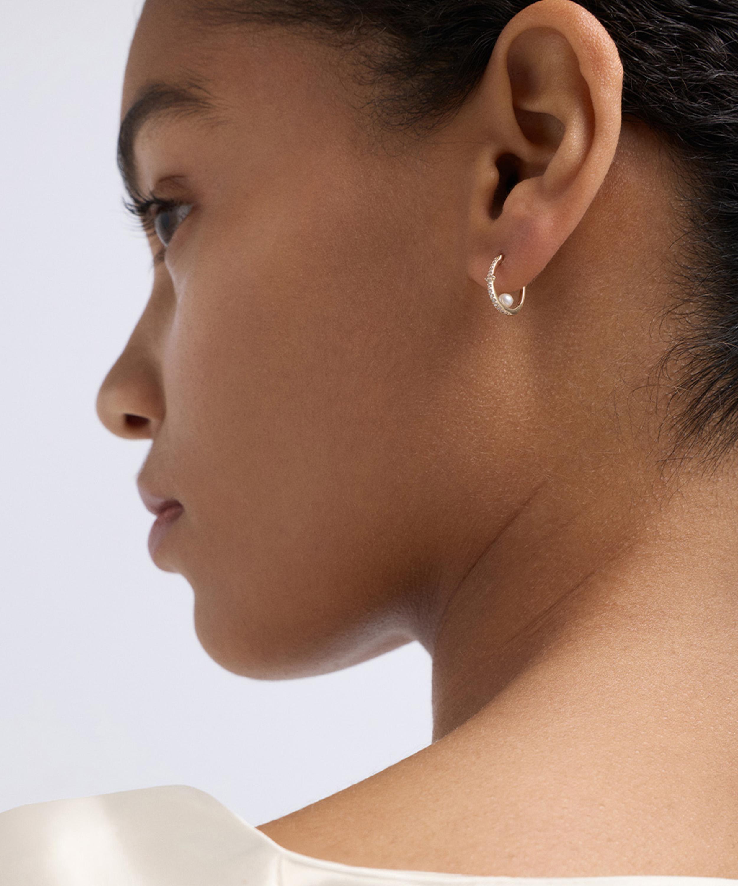 Astley Clarke - 14ct Gold Luna Pearl and Lab-Grown Diamond Hoop Earrings image number 1