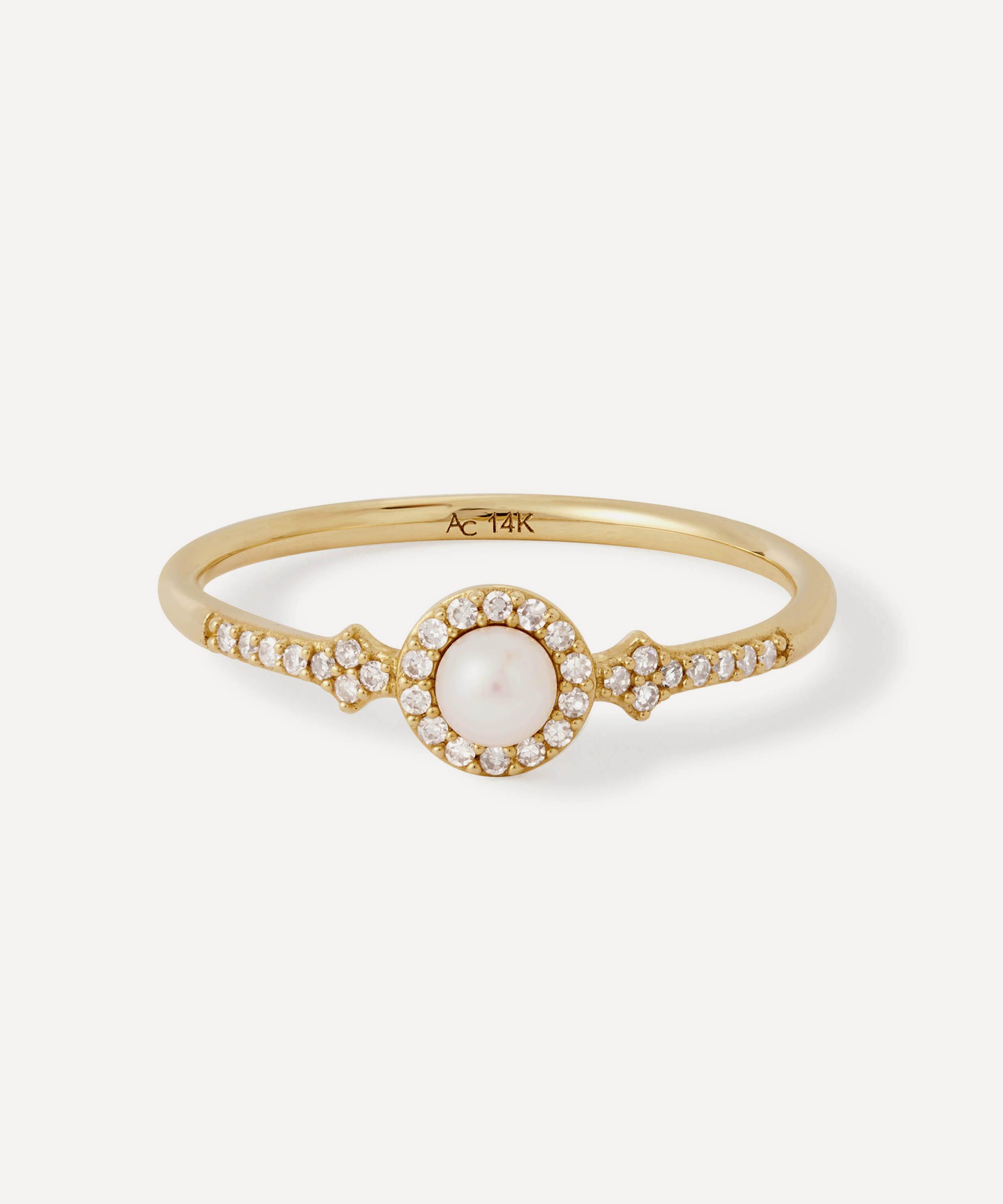 Astley Clarke - 14ct Gold Luna Pearl and Lab-Grown Diamond Ring