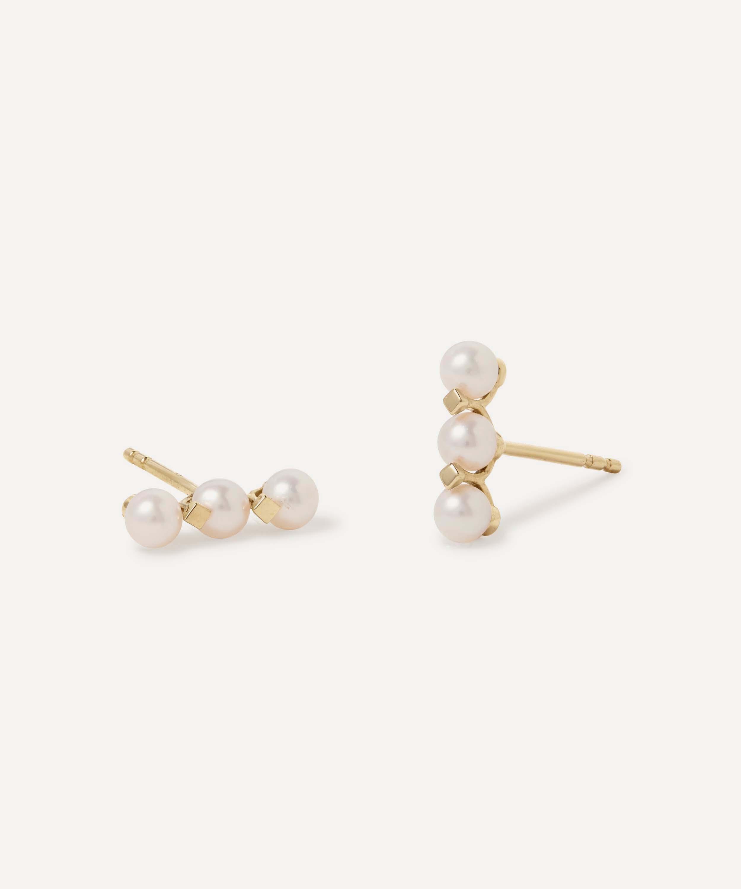 Astley Clarke - 14ct Gold Luna Pearl Bar Stud Earrings