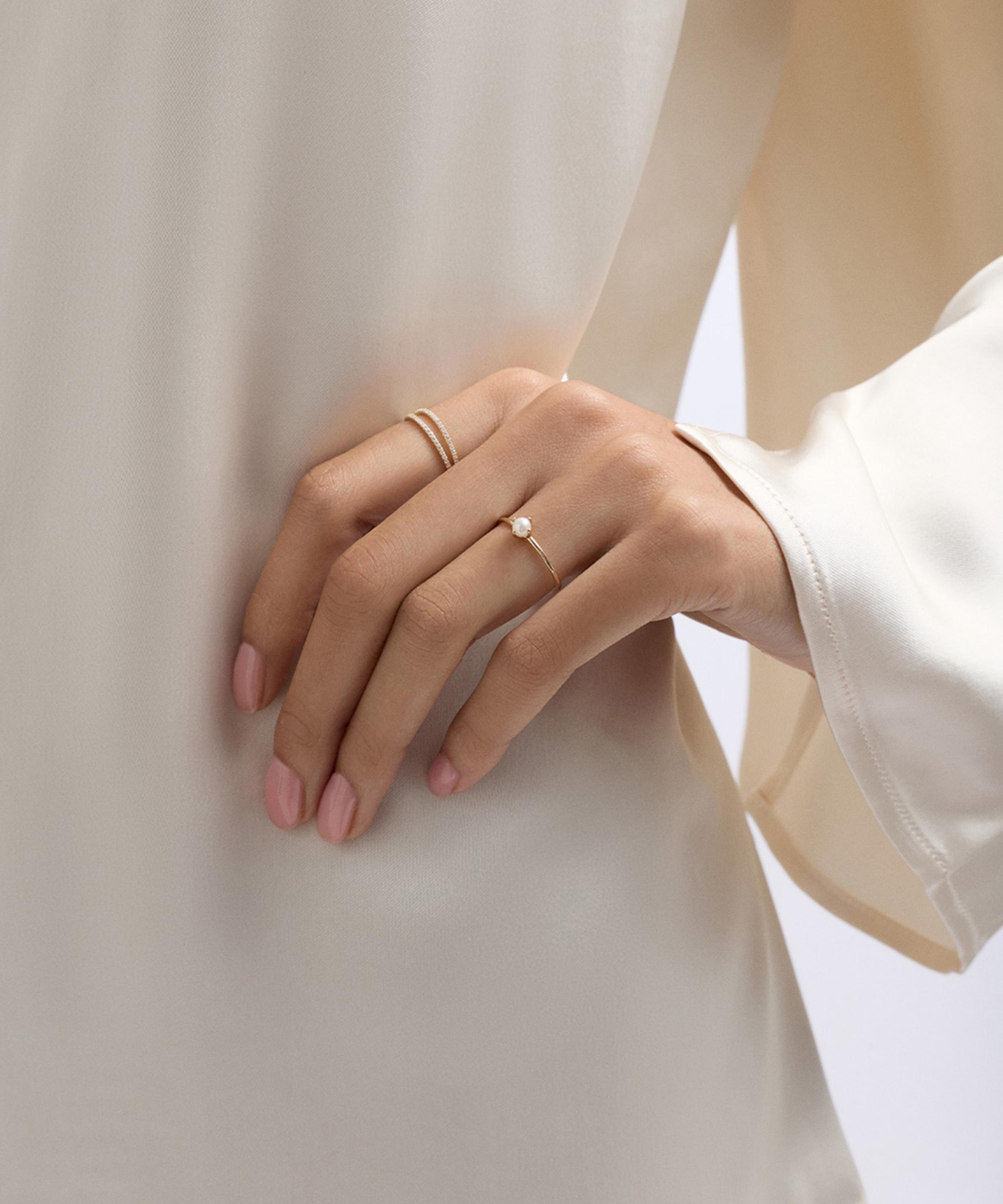 Astley Clarke - 14ct Gold Luna Mini Pearl Ring image number 1