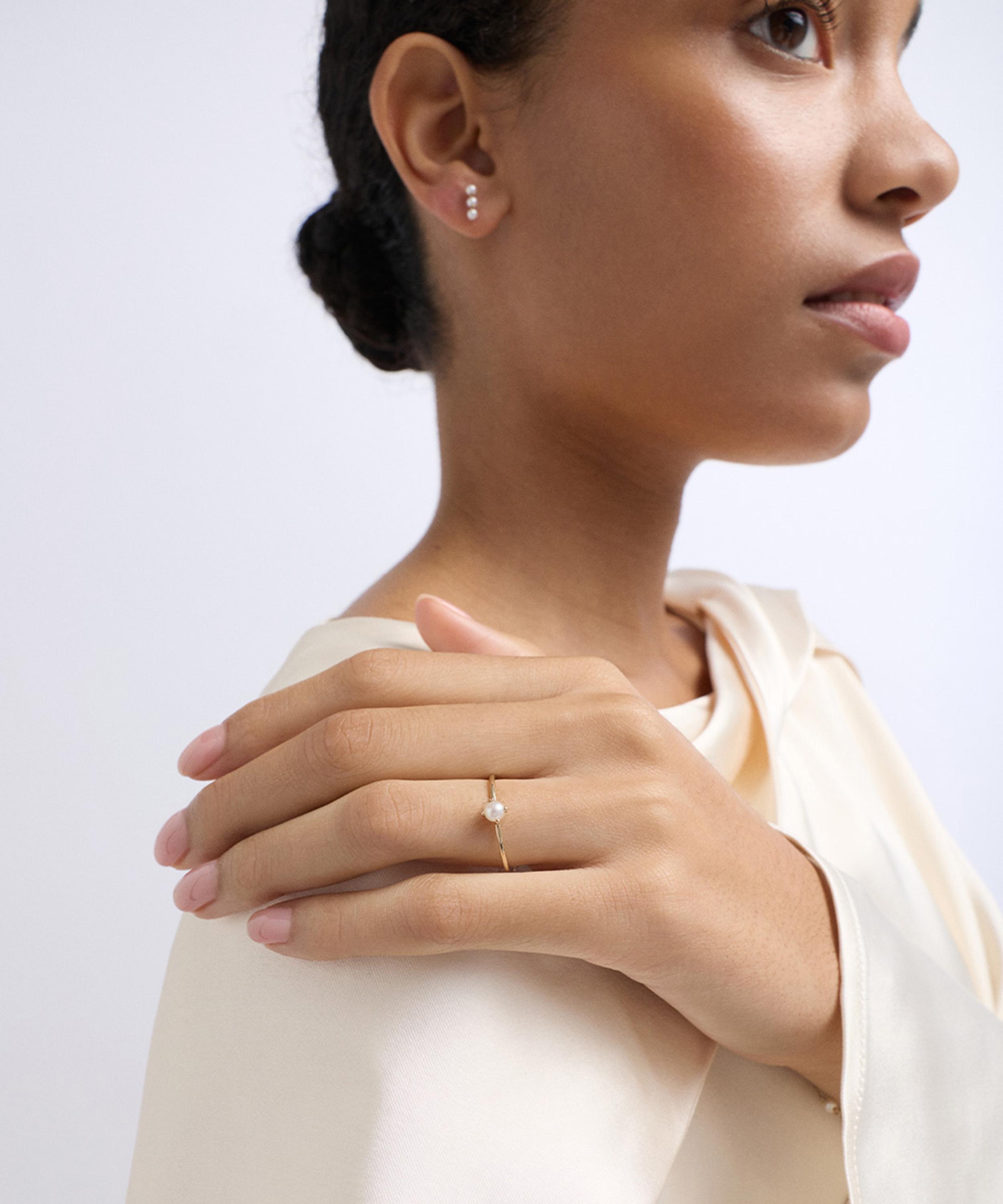 Astley Clarke - 14ct Gold Luna Mini Pearl Ring image number 2