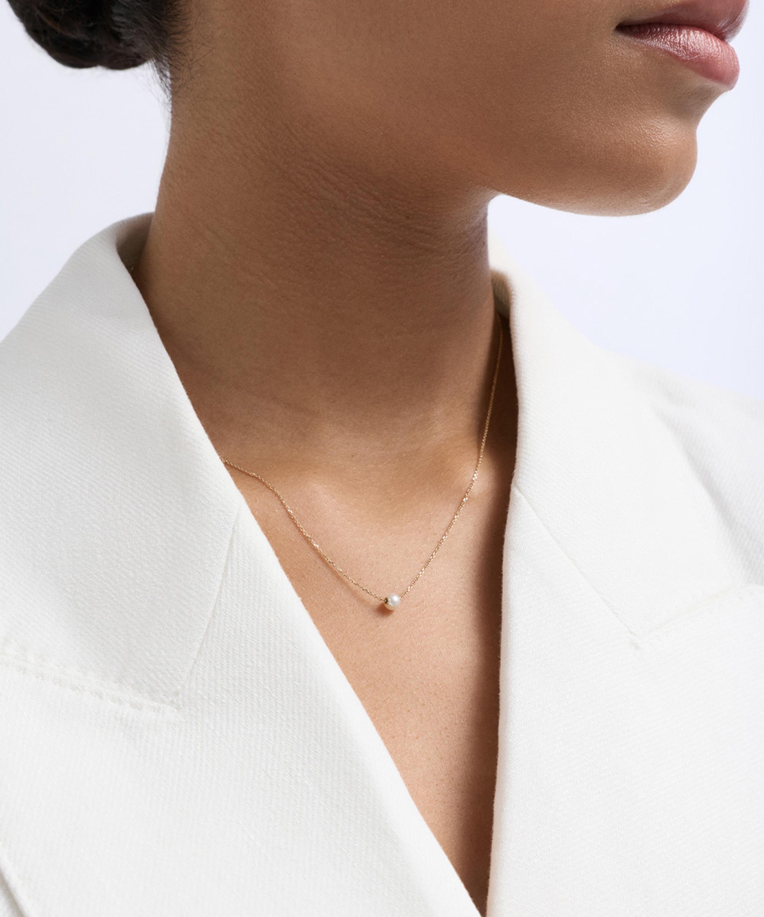 Astley Clarke - 14ct Gold Luna Mini Pearl Necklace image number 1