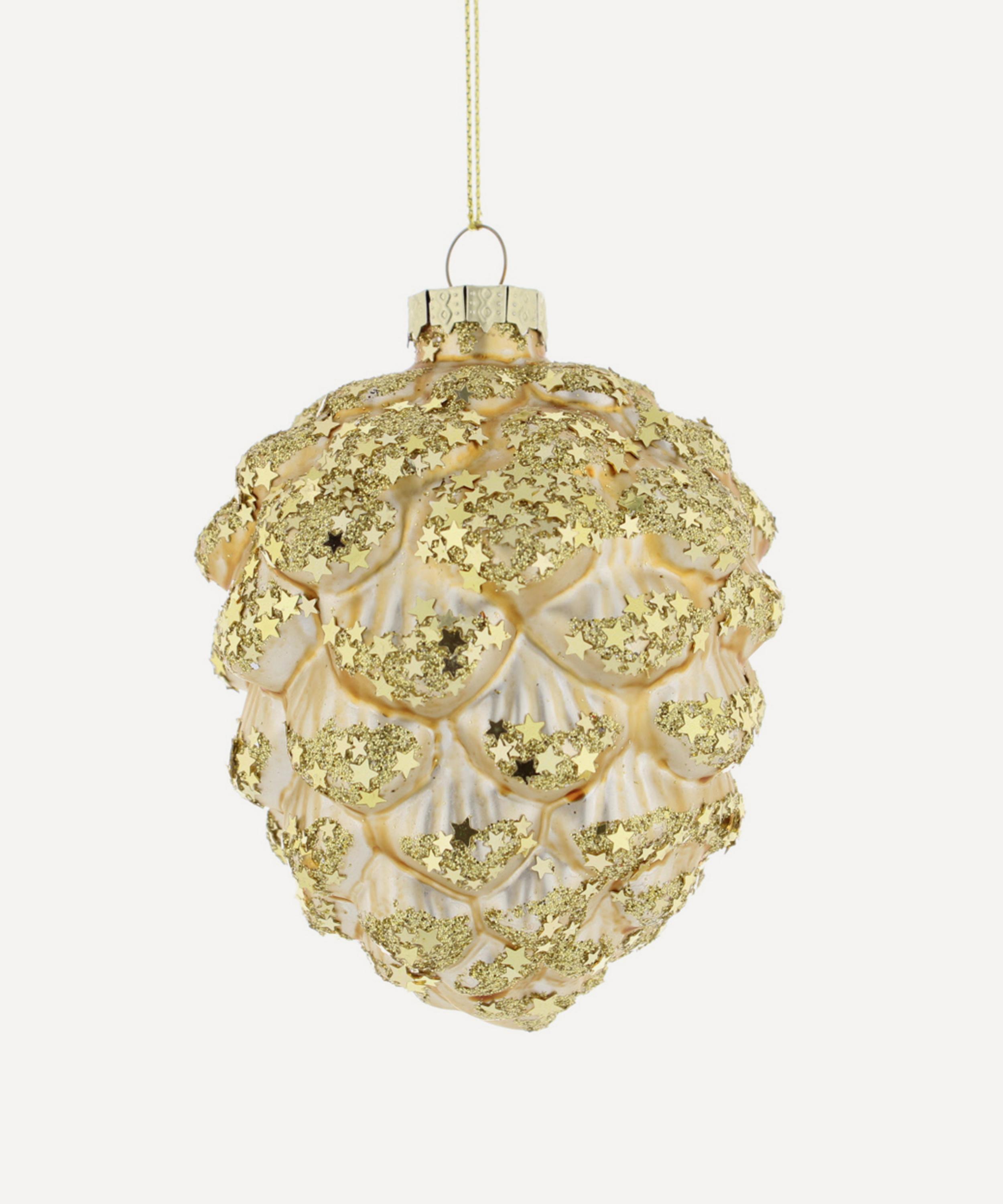 Christmas - Gold Pinecone Glass Ornament image number 0