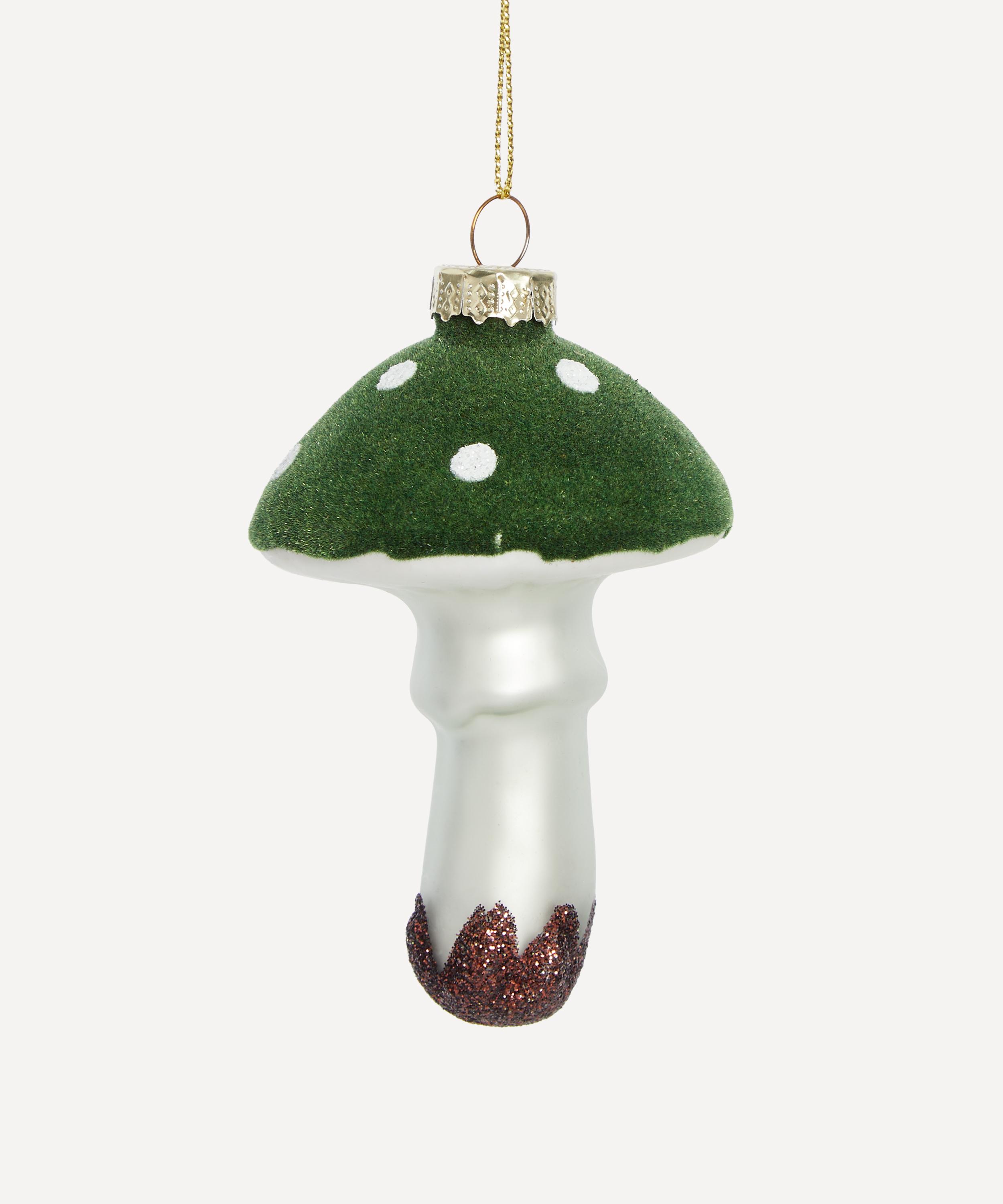 Christmas - Dark Green Mushroom Glass Ornament image number 0