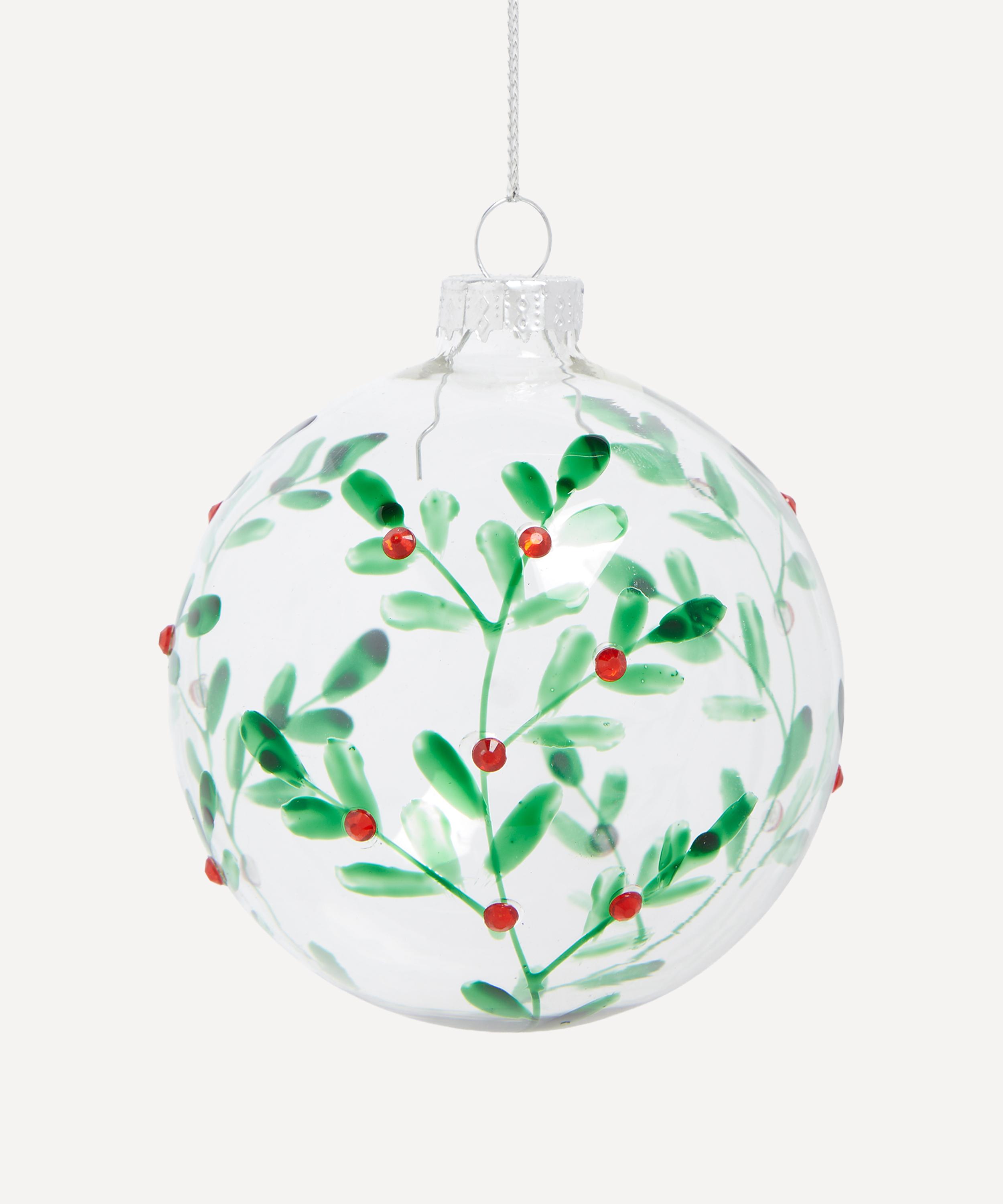 Christmas - Leaf and Berry Glass Bauble image number 0