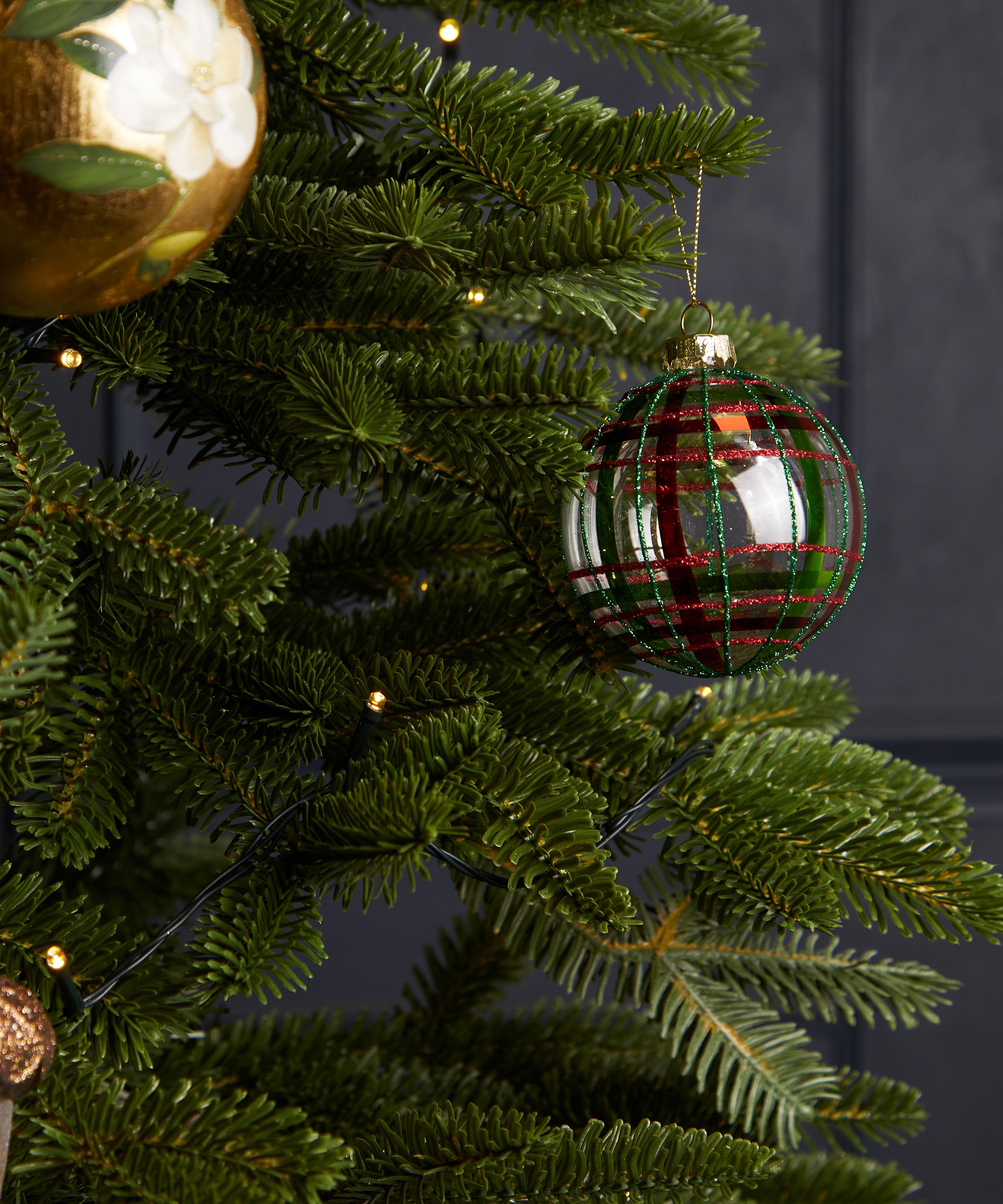 Christmas - Traditional Tartan Glass Bauble image number 1