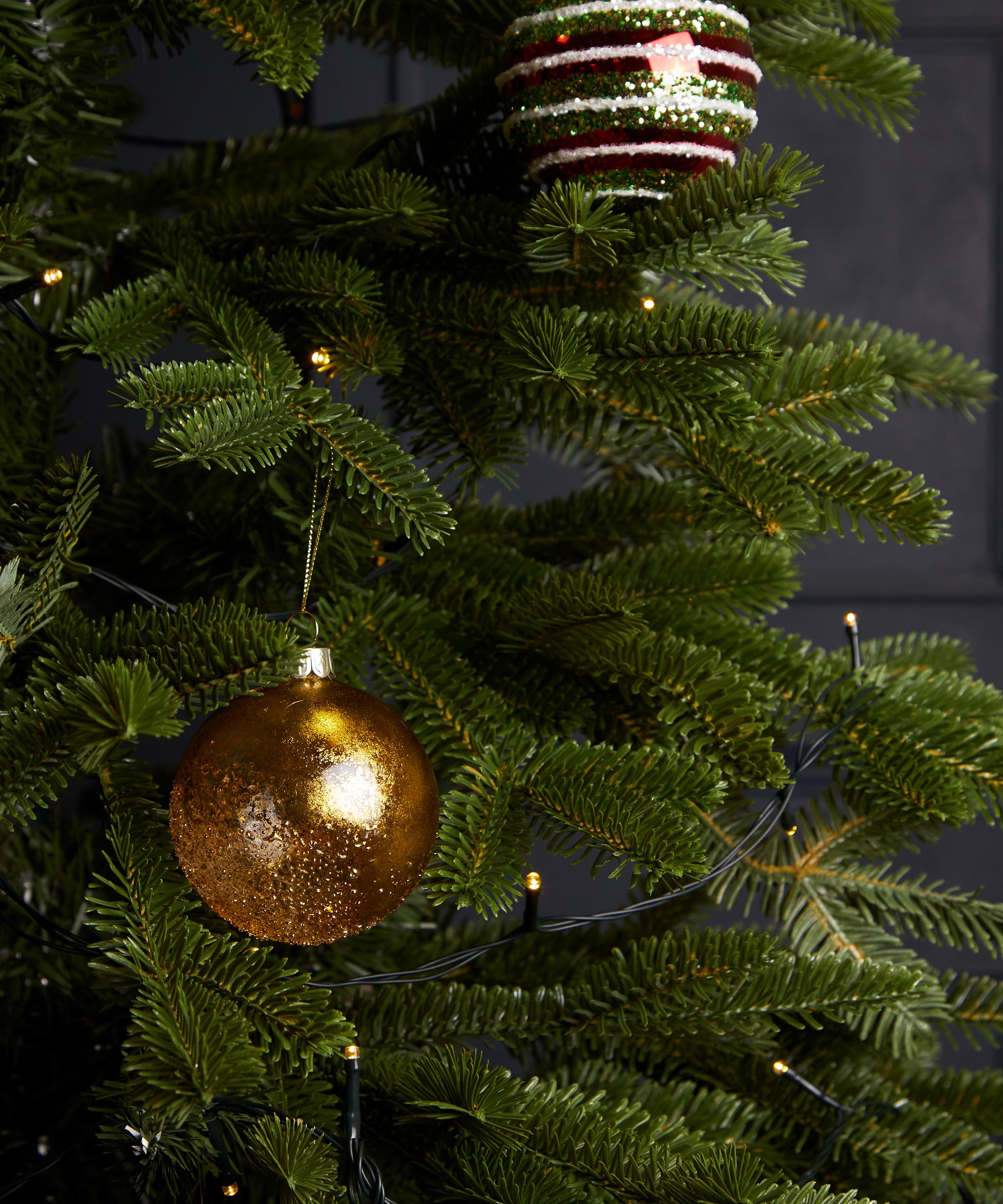 Christmas - Frosted Gold Leaf Glass Bauble image number 1