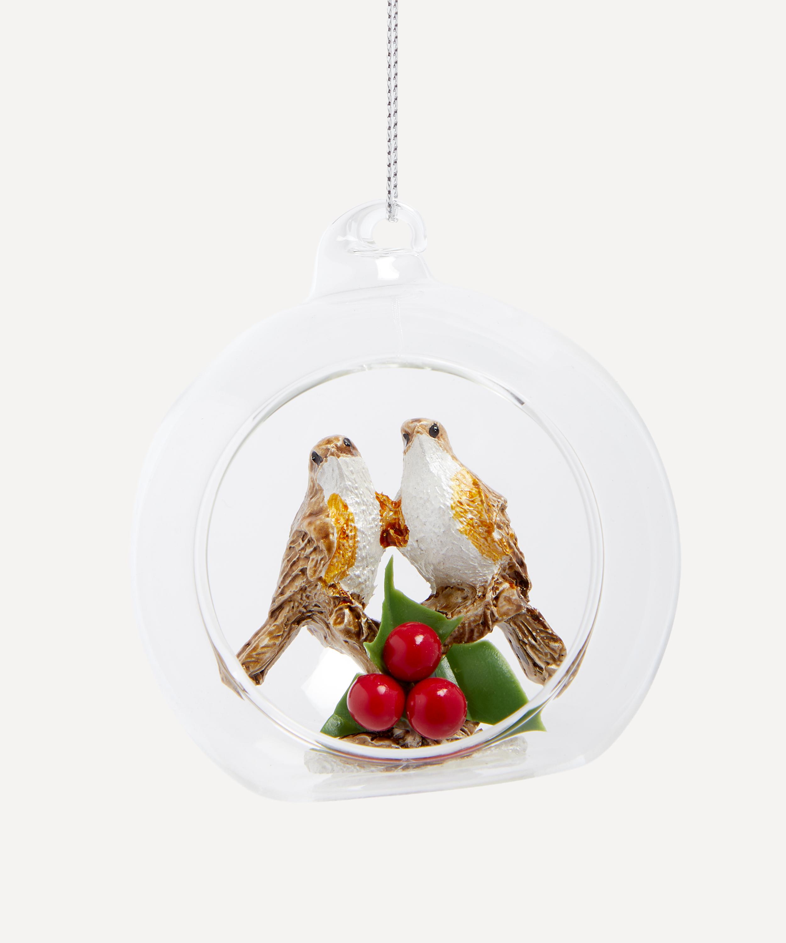 Christmas - Robin Scene Glass Bauble image number 0