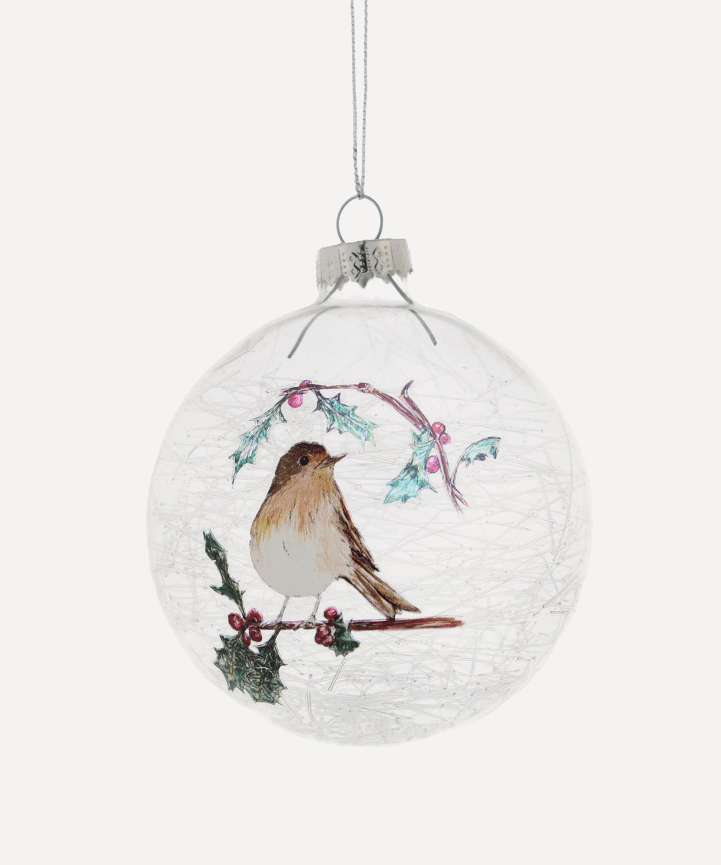 Christmas - Robin and Holly Glass Bauble image number 0