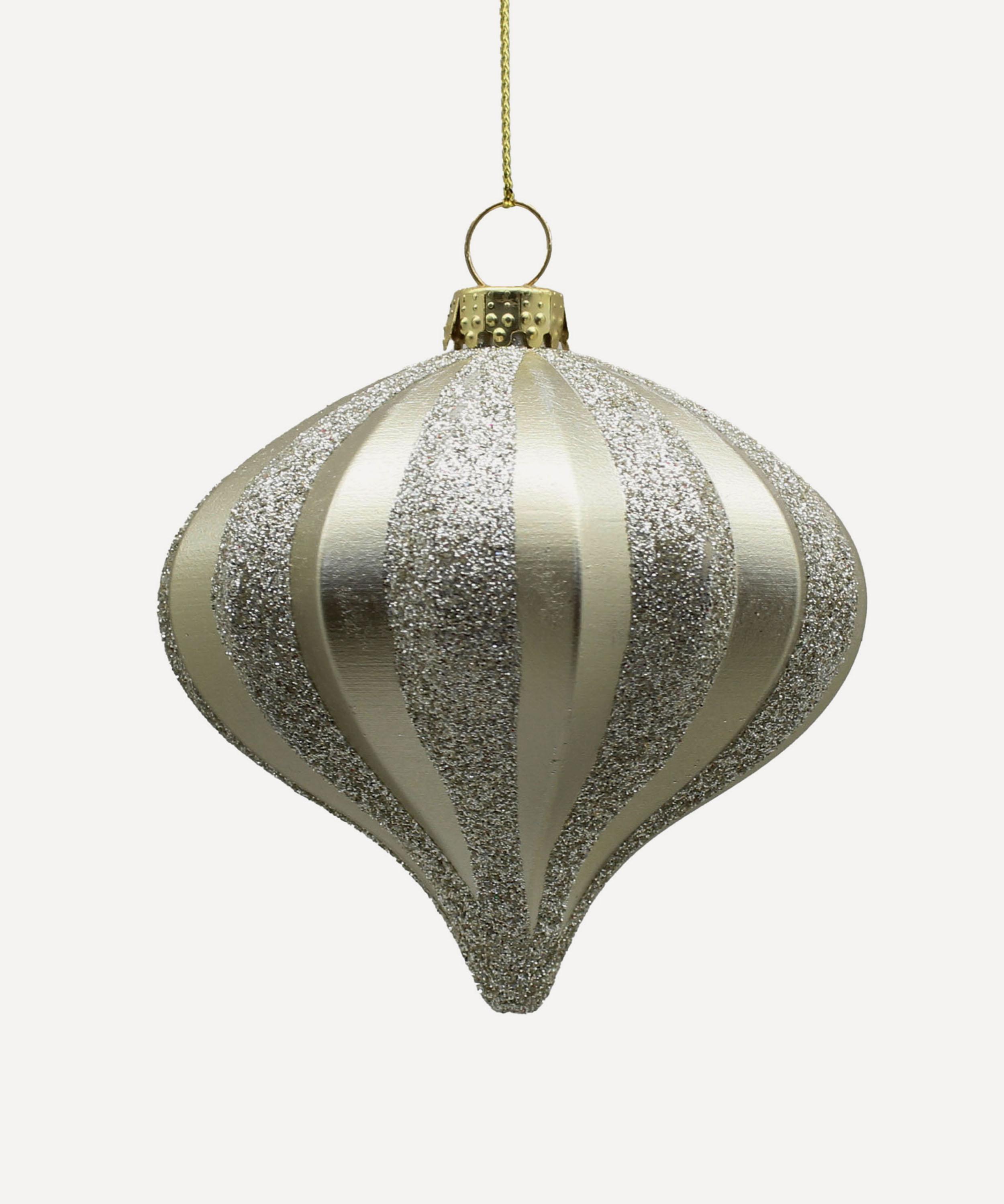 Christmas - Glitter Champagne Gold Onion Ornament image number 0