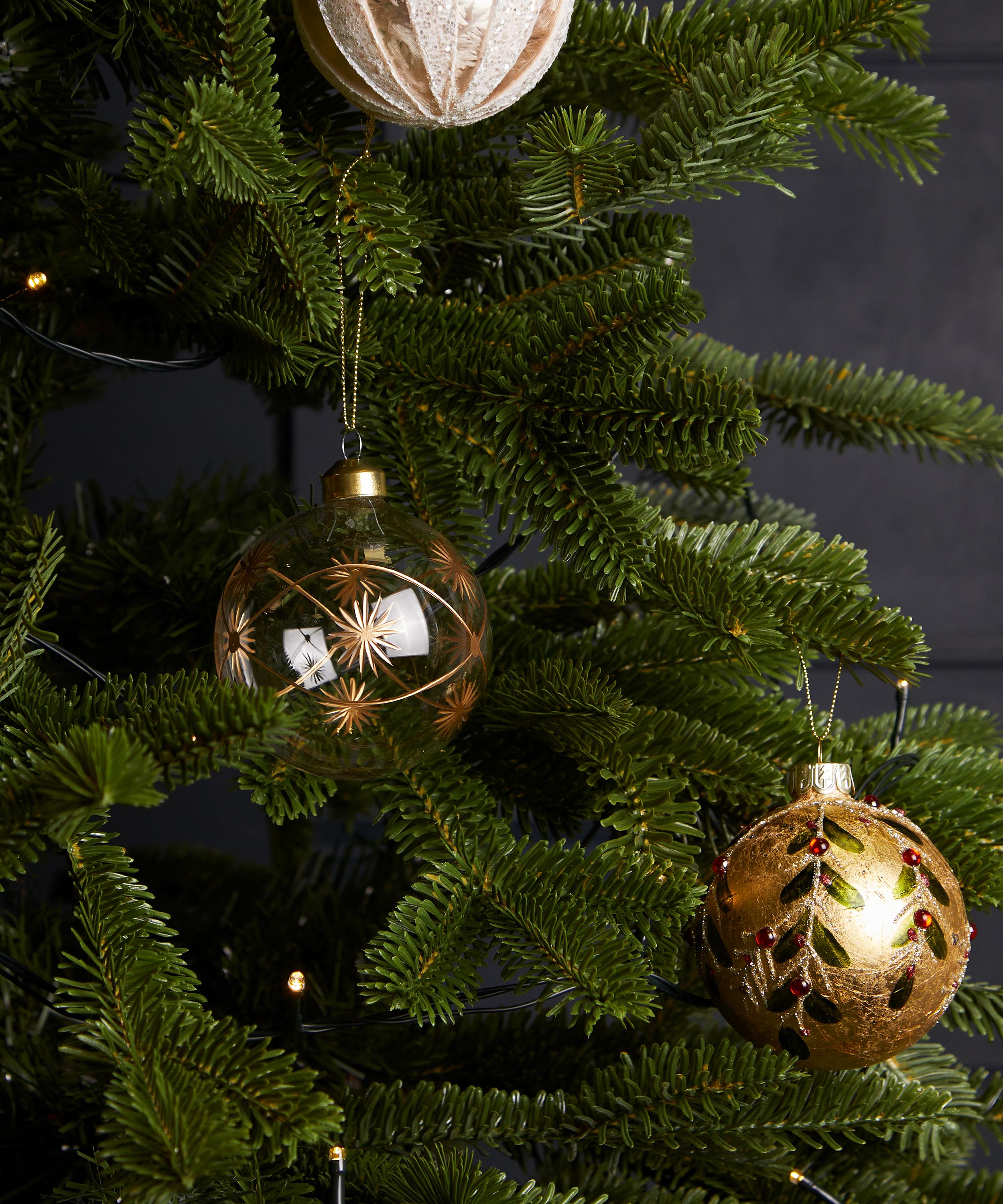 Christmas - Glass Gold Etched Burst Bauble image number 1
