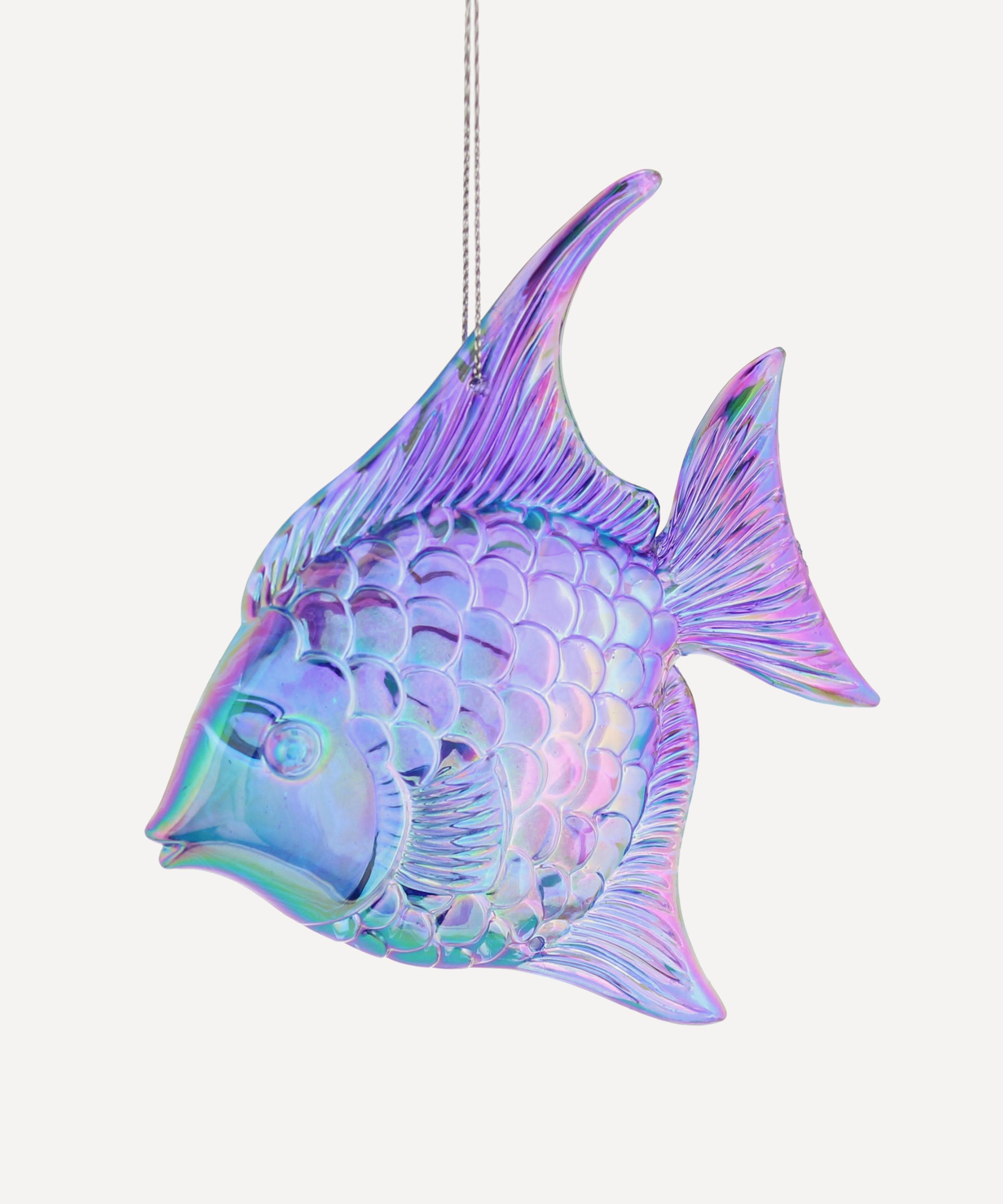 Christmas - Glass Purple and Blue Fish Ornament image number 0