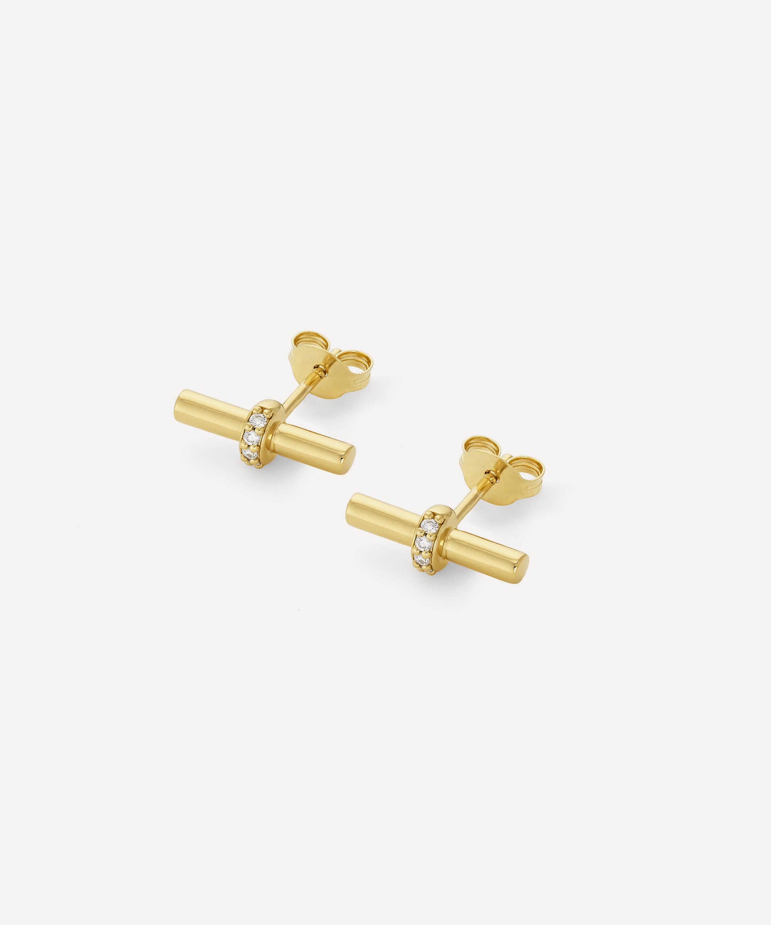 Dinny Hall - 18ct Gold-Plated Vermeil Silver My World T-Bar Stud Earrings image number 1