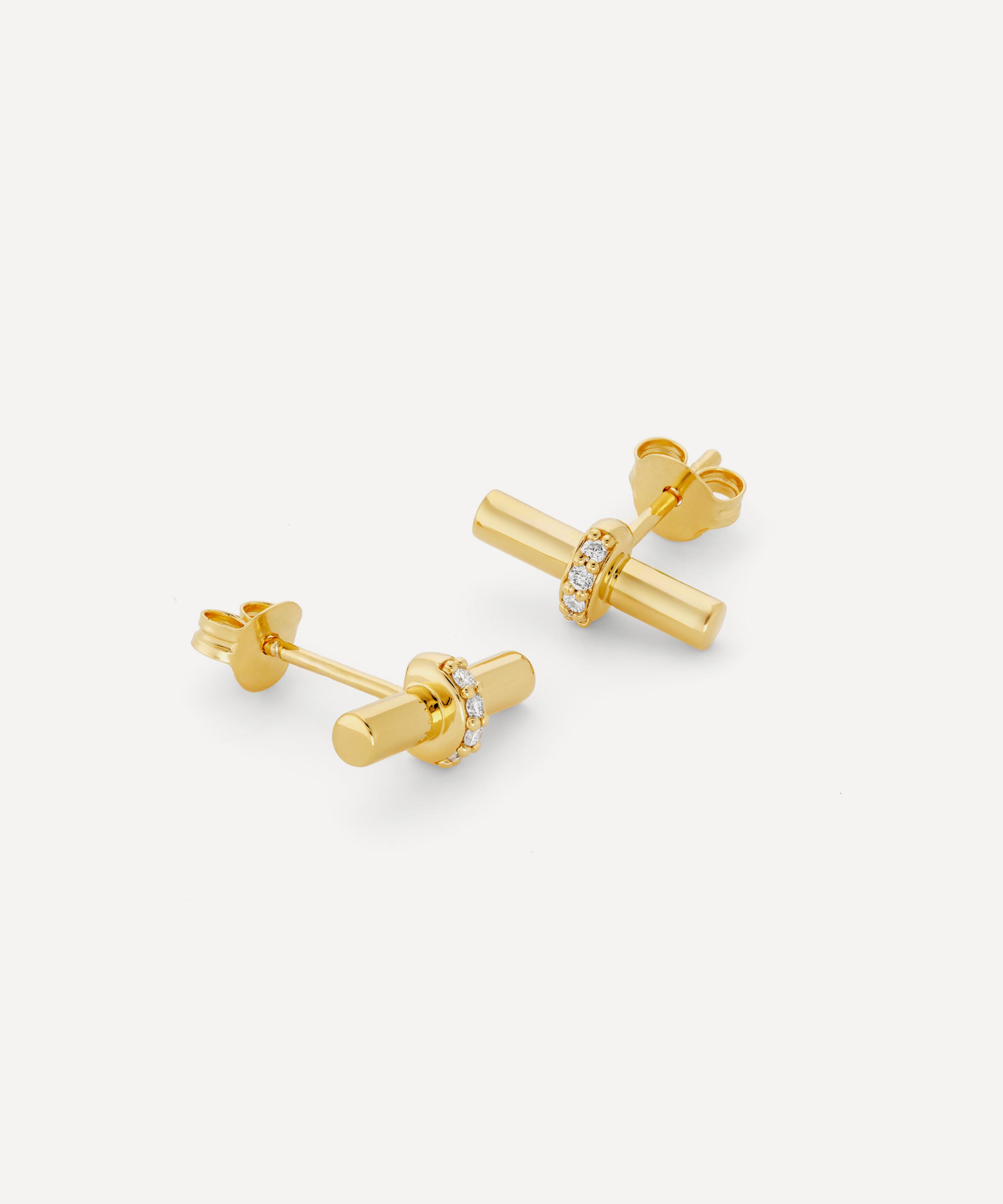 Dinny Hall - 18ct Gold-Plated Vermeil Silver My World T-Bar Stud Earrings image number 2