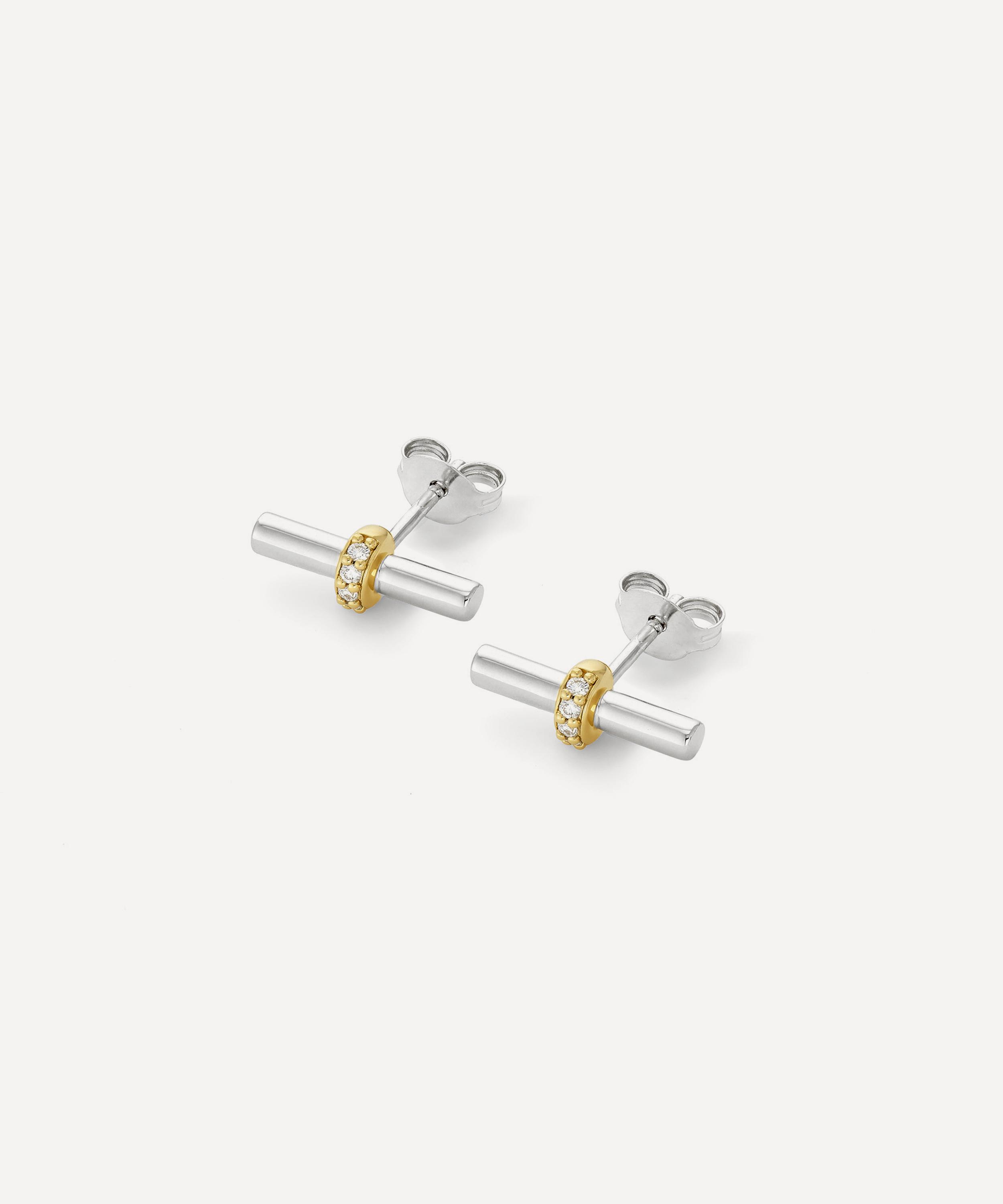 Dinny Hall - Sterling Silver My World T-Bar Stud Earrings image number 1