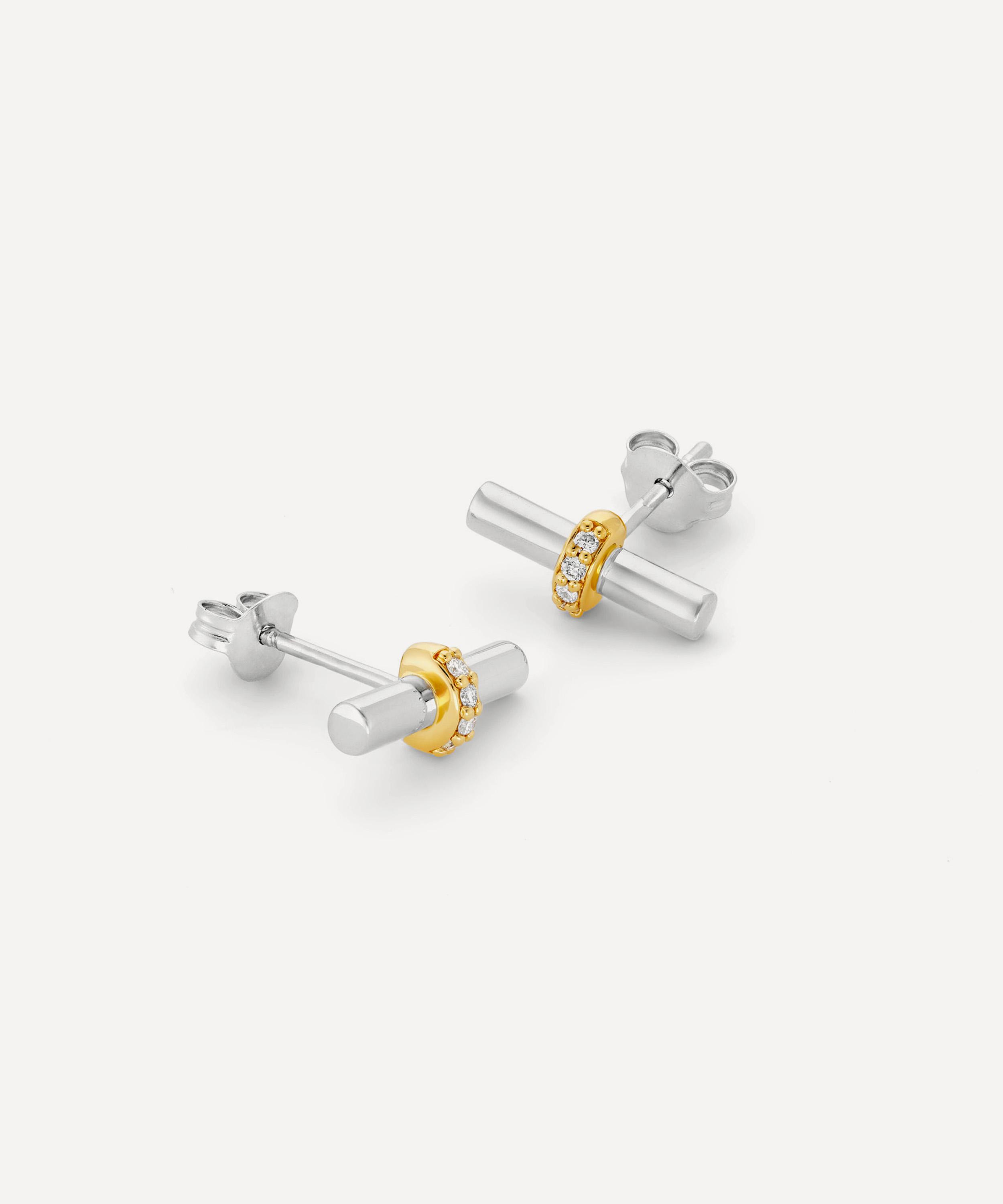 Dinny Hall - Sterling Silver My World T-Bar Stud Earrings image number 2