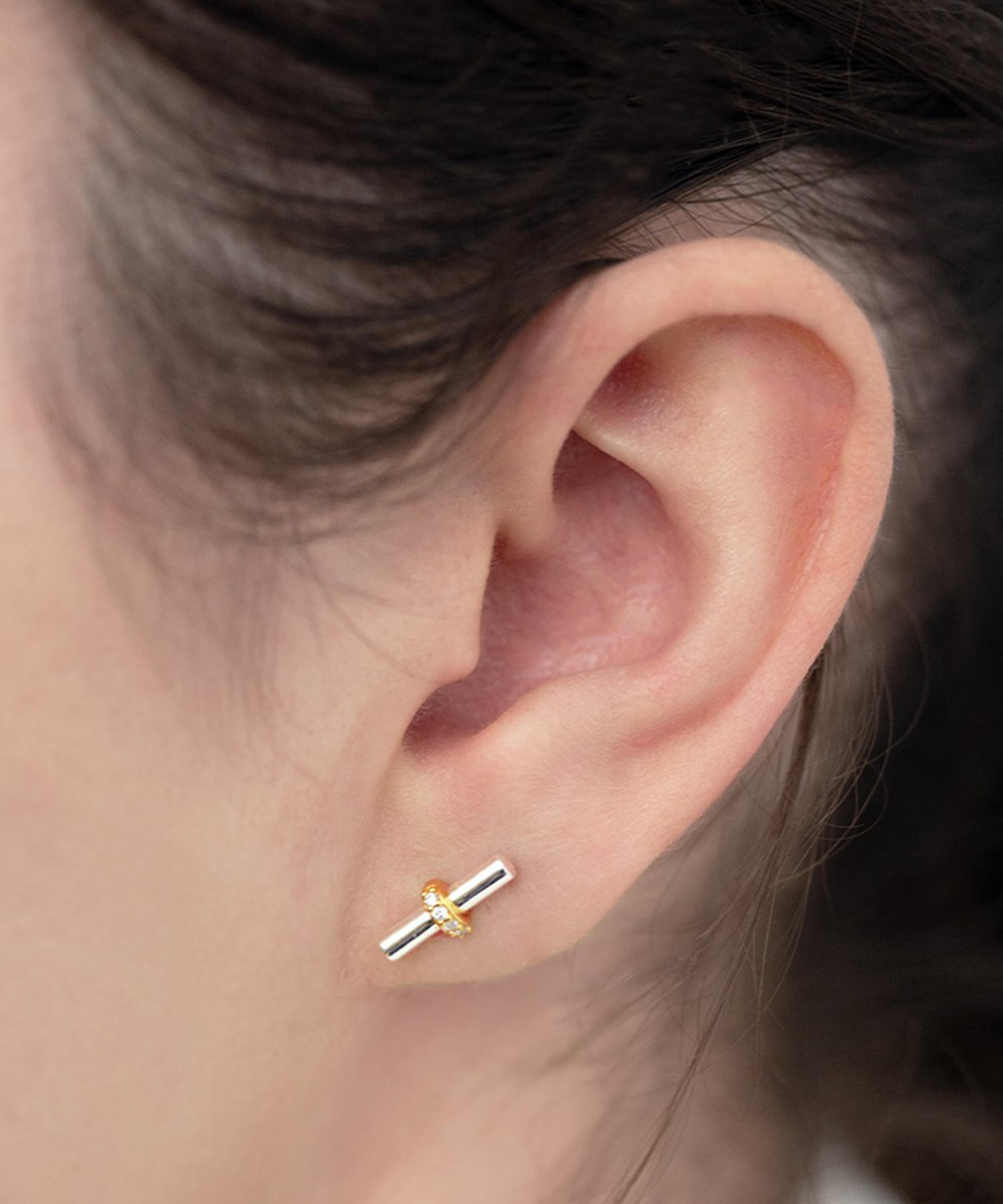 Dinny Hall - Sterling Silver My World T-Bar Stud Earrings image number 3