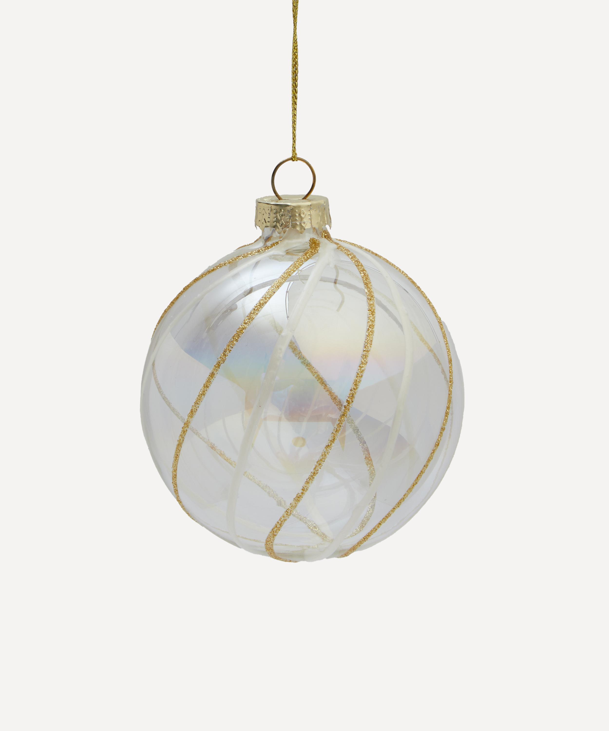 Christmas - Glass Gold Glitter Line Bauble image number 0