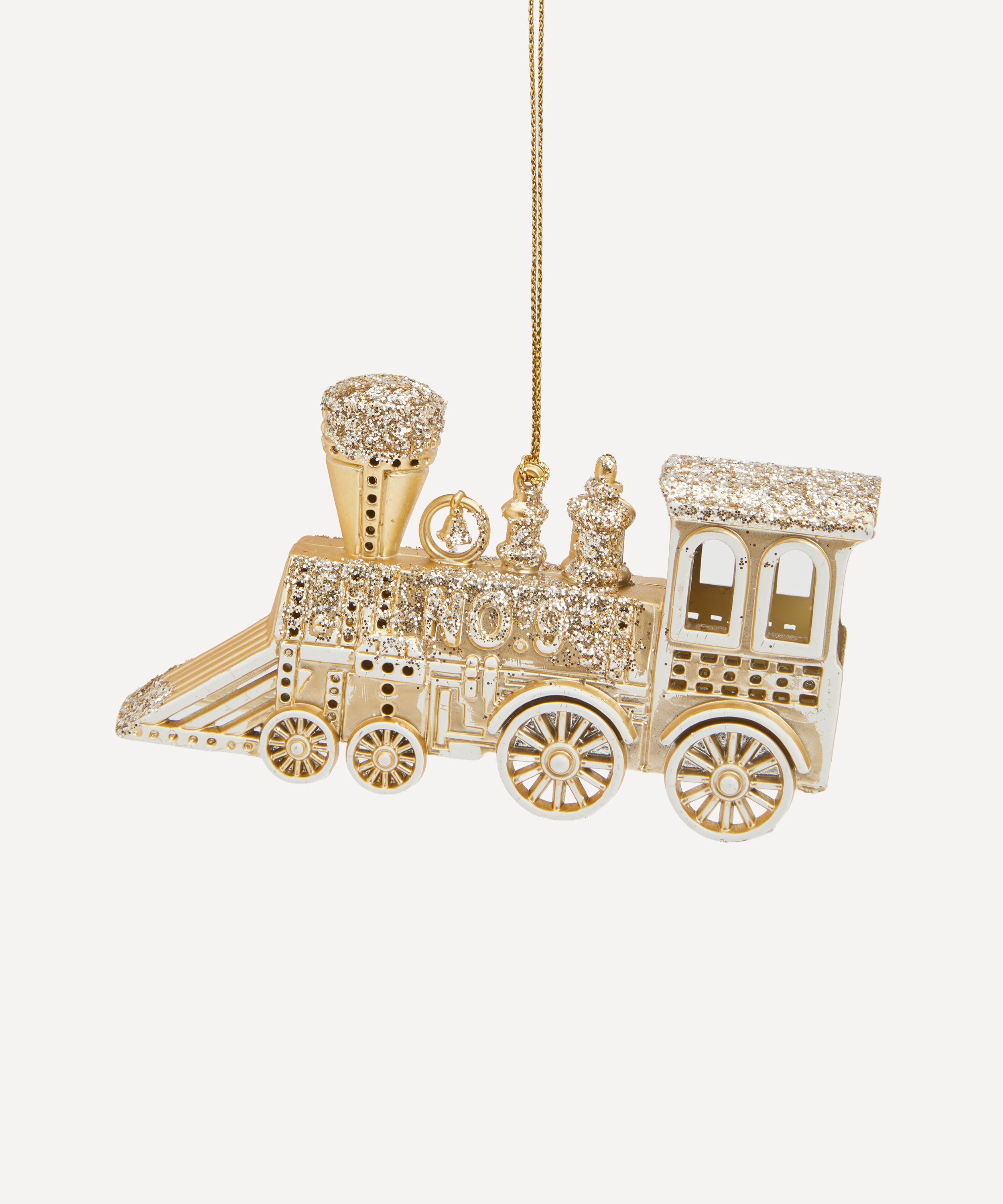 Christmas - Acrylic Gold and White Train Ornament image number 0