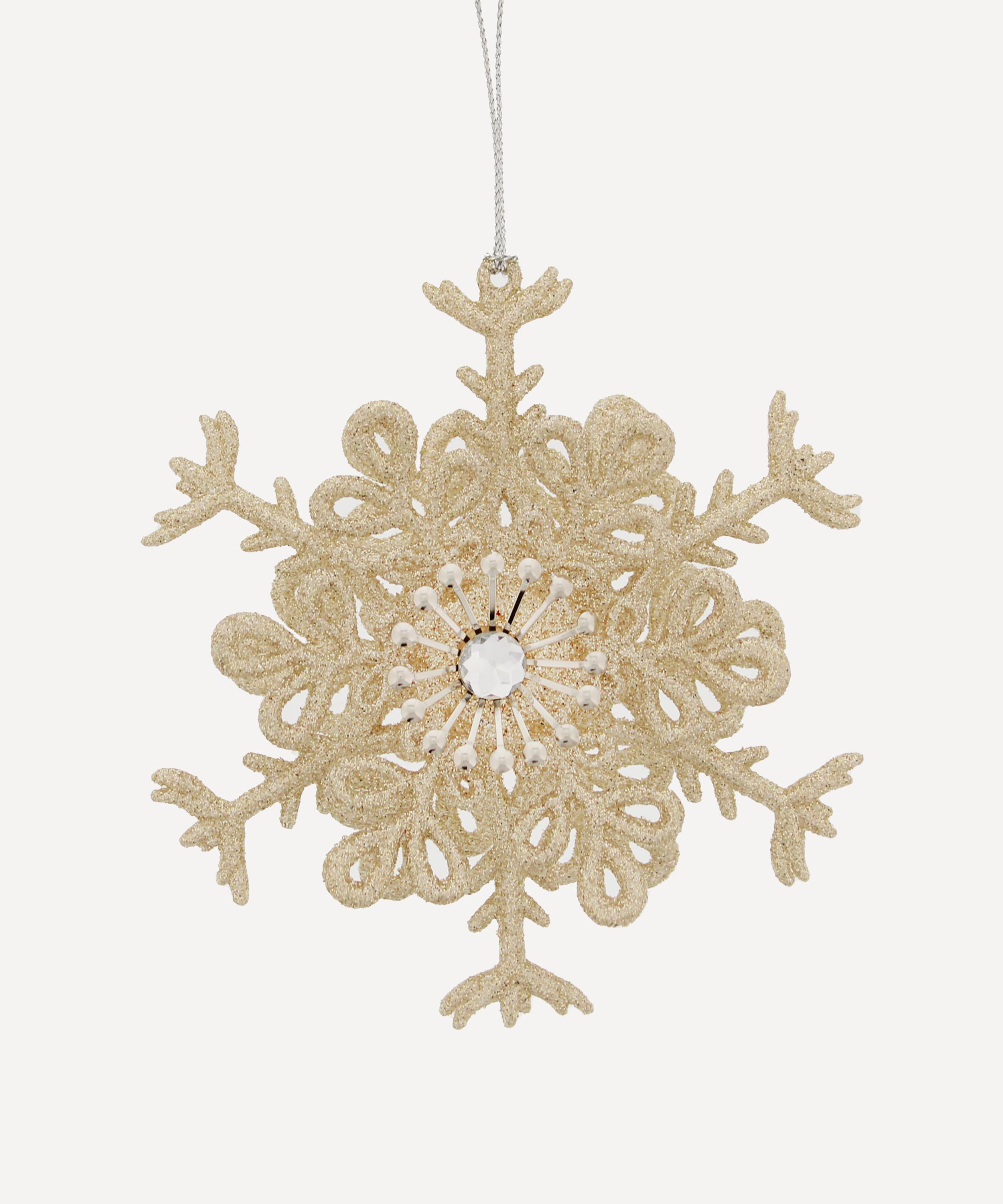 Christmas - Glitter Champagne Gold Snowflake Ornament image number 0