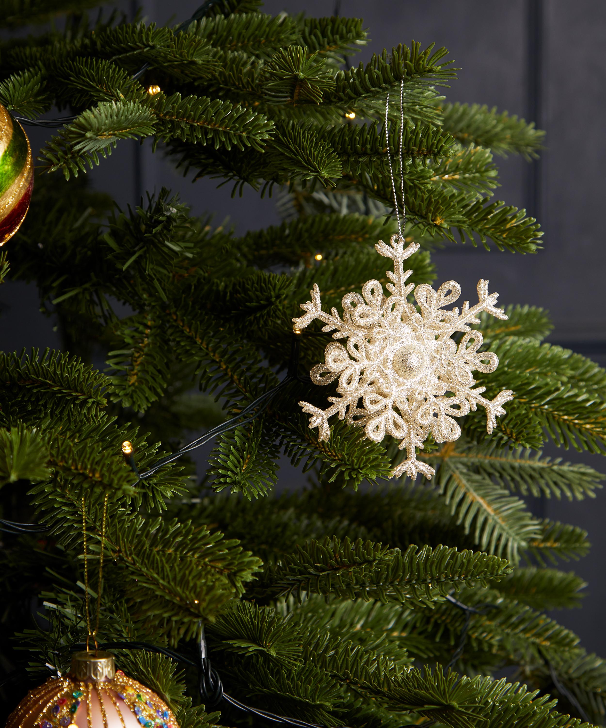 Christmas - Glitter Champagne Gold Snowflake Ornament image number 1