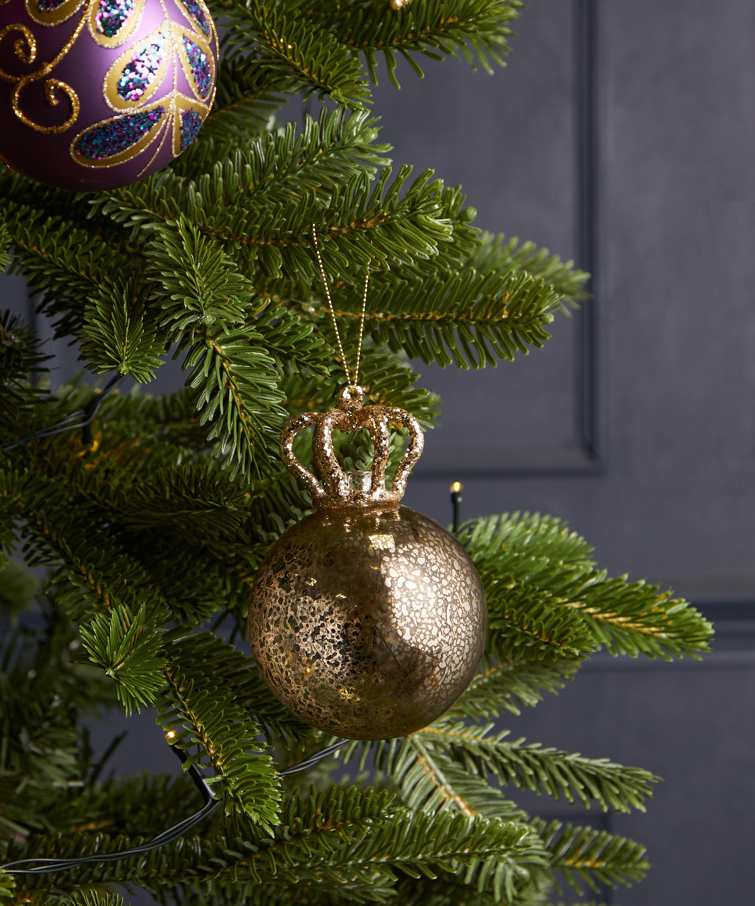 Christmas - Glass Gold Crackle Bauble image number 1