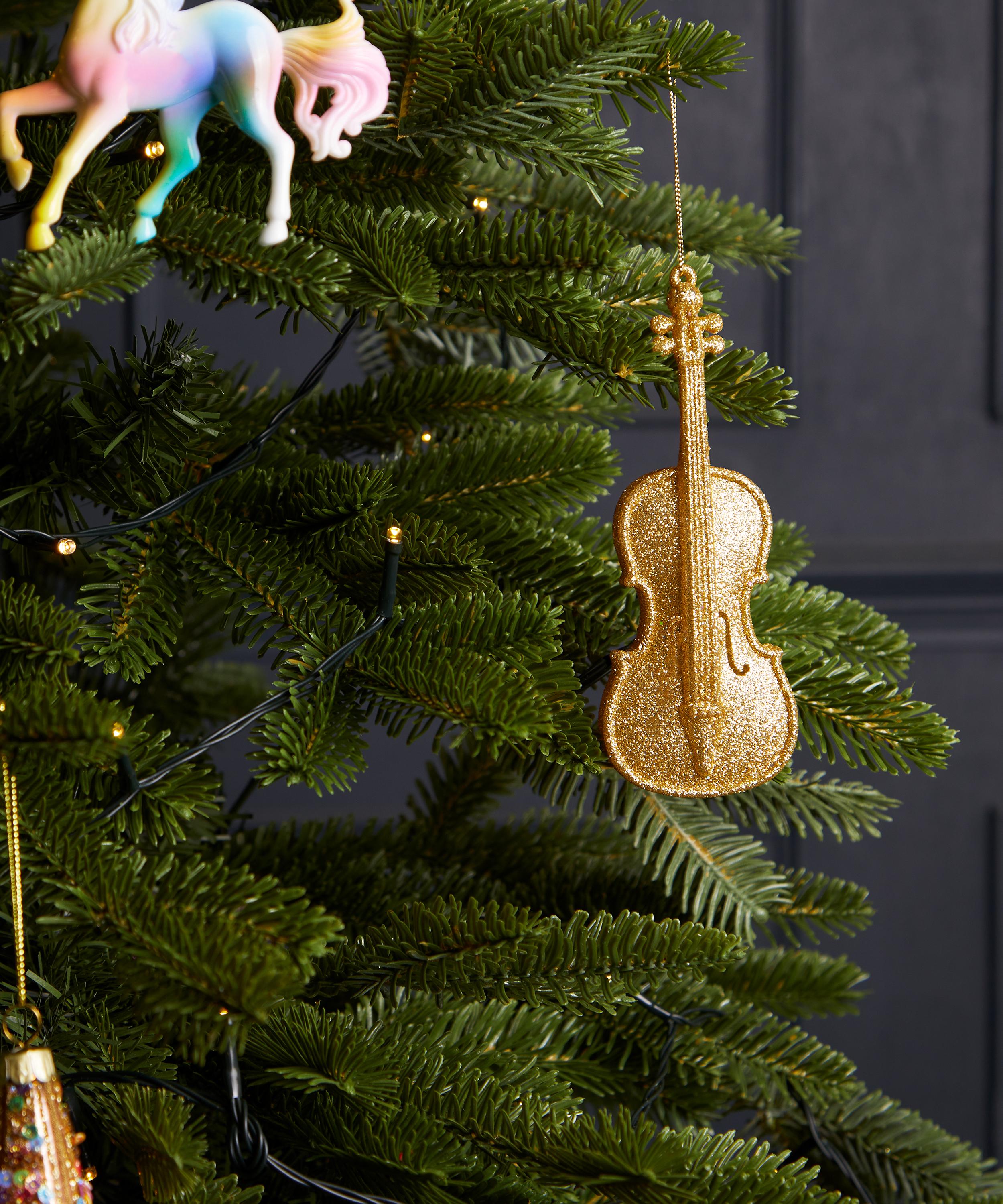 Christmas - Glitter Gold Violin Ornament image number 1