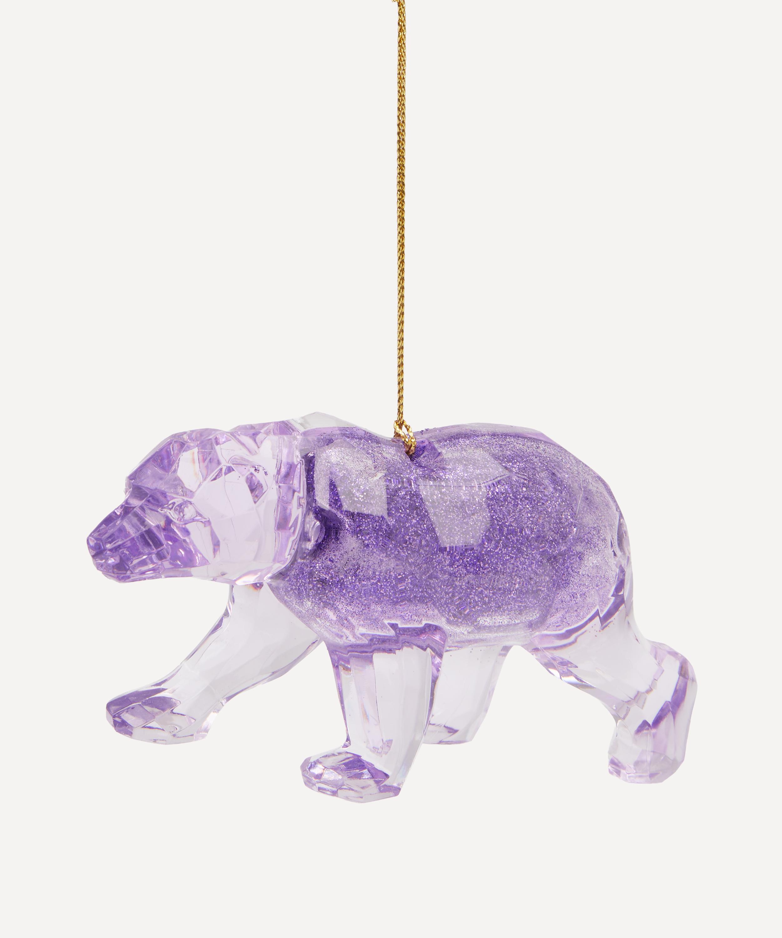 Christmas - Acrylic Lilac Glitter Polar Bear Ornament image number 0