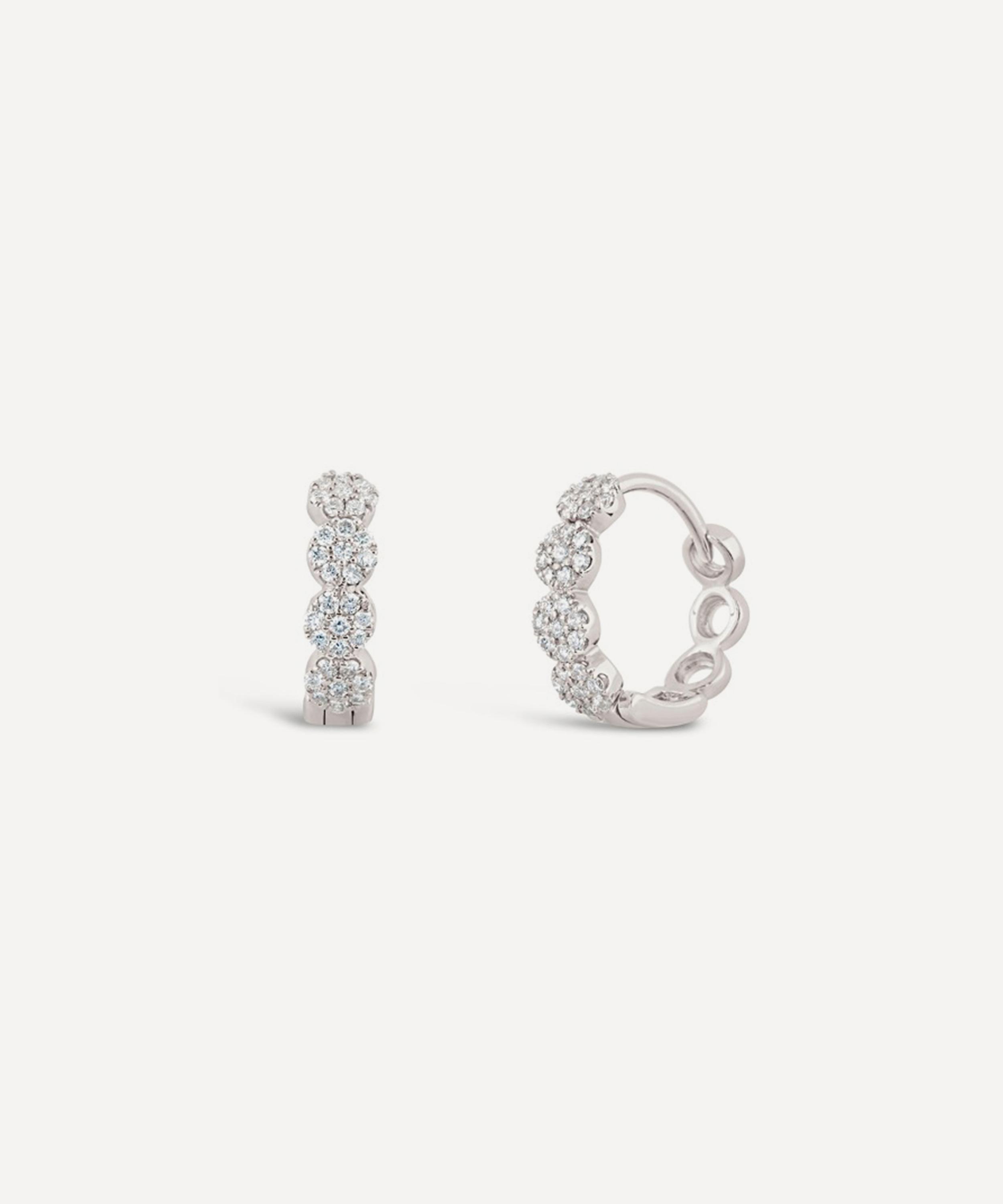 Dinny Hall - 9ct White Gold Starflower Lab-Grown Diamond Huggie Hoop Earrings