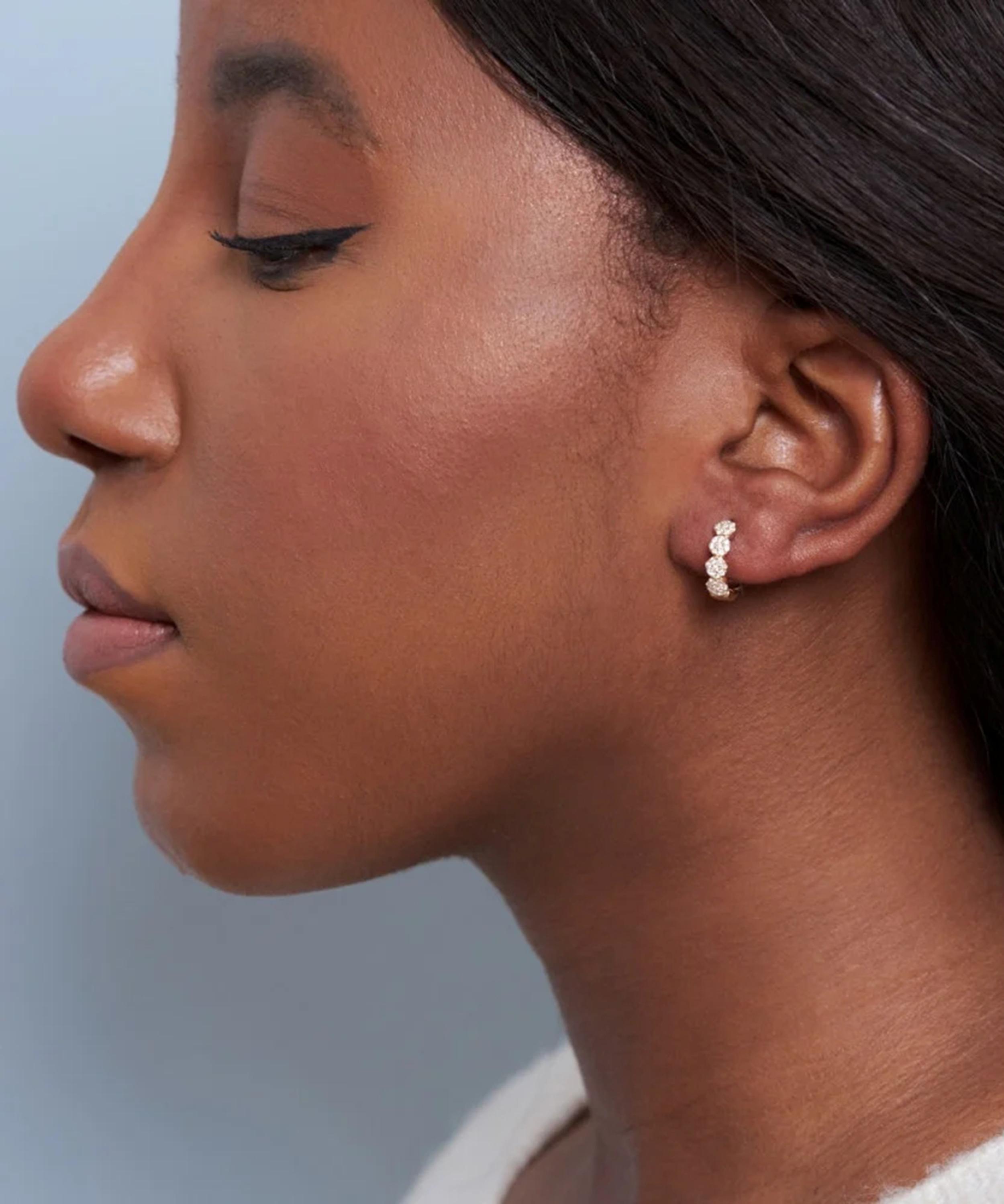 Dinny Hall - 9ct White Gold Starflower Lab-Grown Diamond Huggie Hoop Earrings image number 2