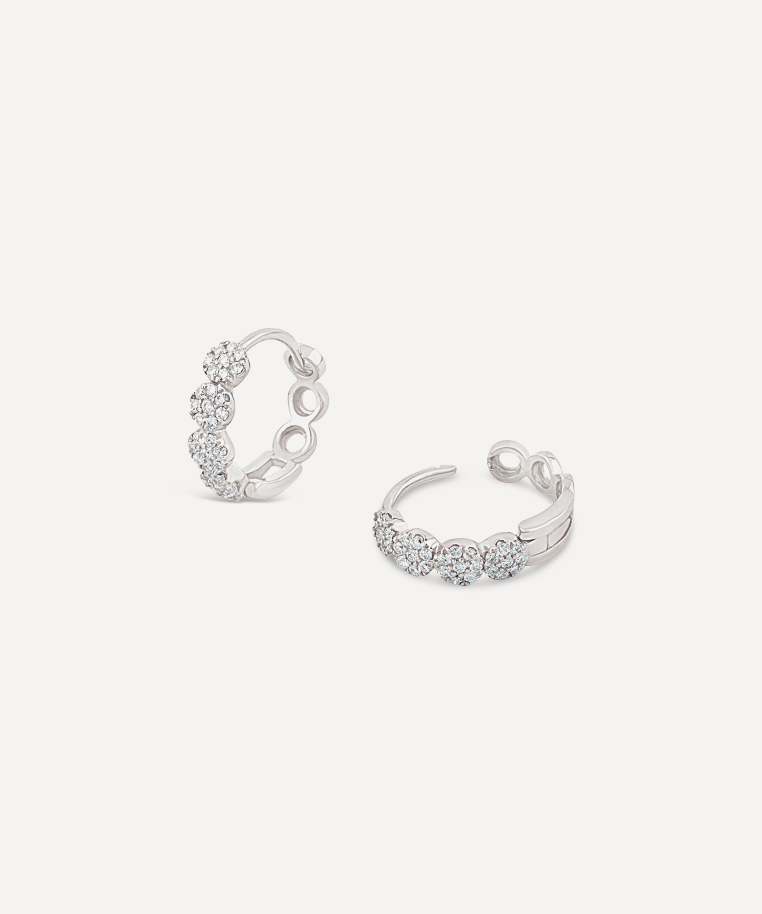 Dinny Hall - 9ct White Gold Starflower Lab-Grown Diamond Huggie Hoop Earrings image number 3