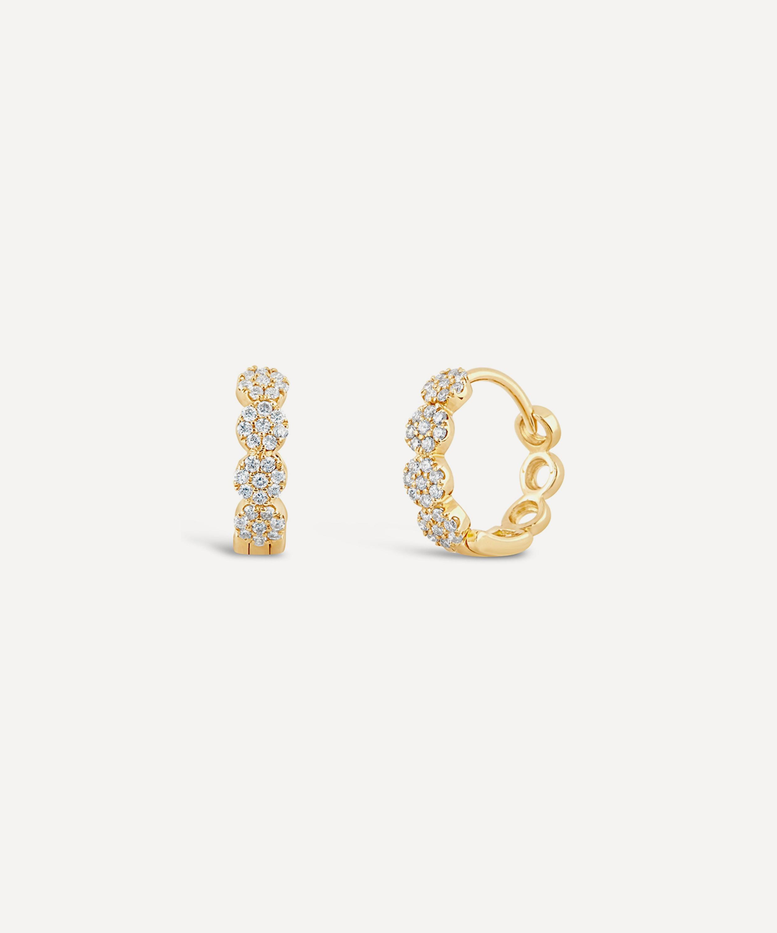 Dinny Hall - 9ct Gold Starflower Lab-Grown Diamond Huggie Hoop Earrings