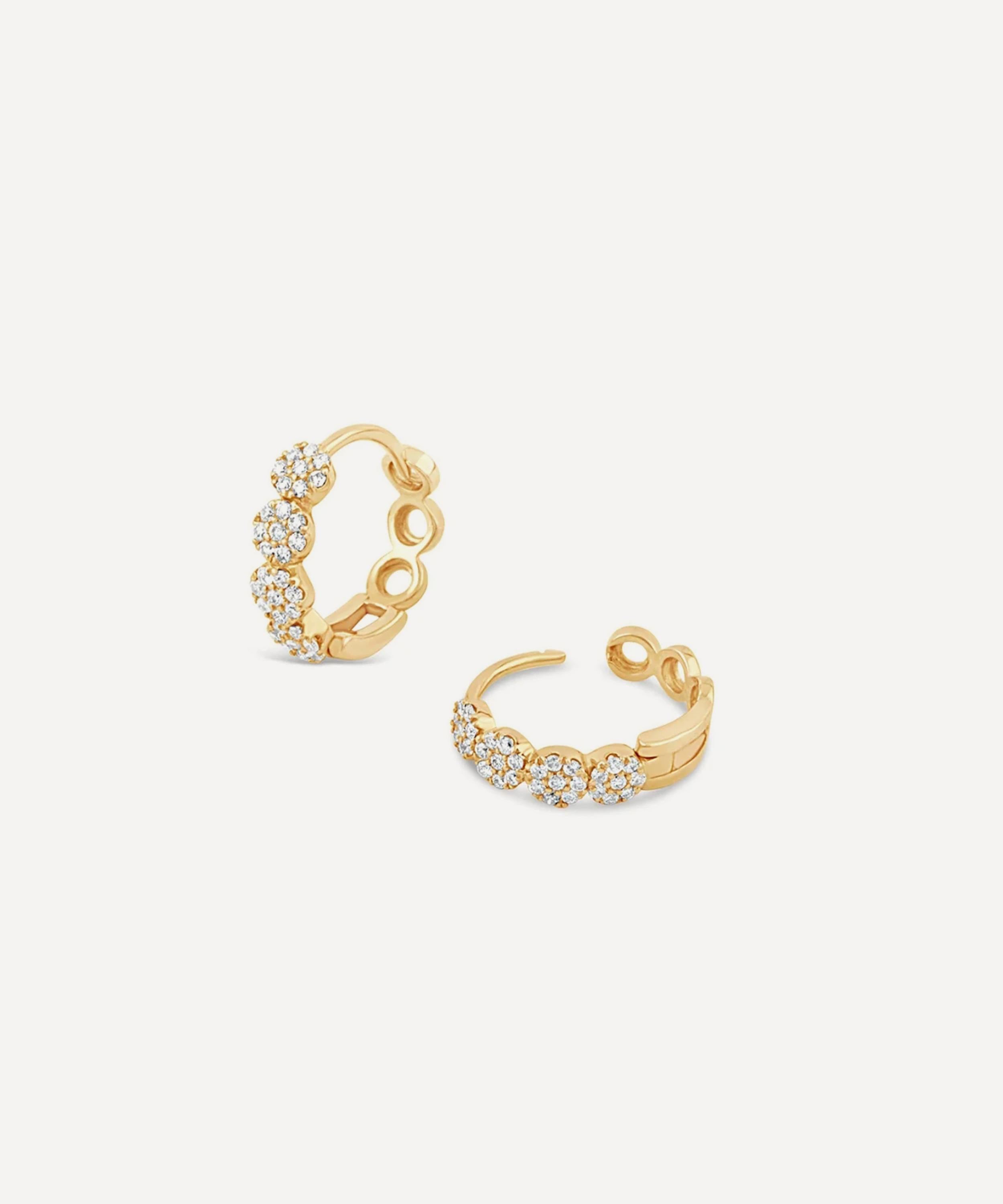 Dinny Hall - 9ct Gold Starflower Lab-Grown Diamond Huggie Hoop Earrings image number 2