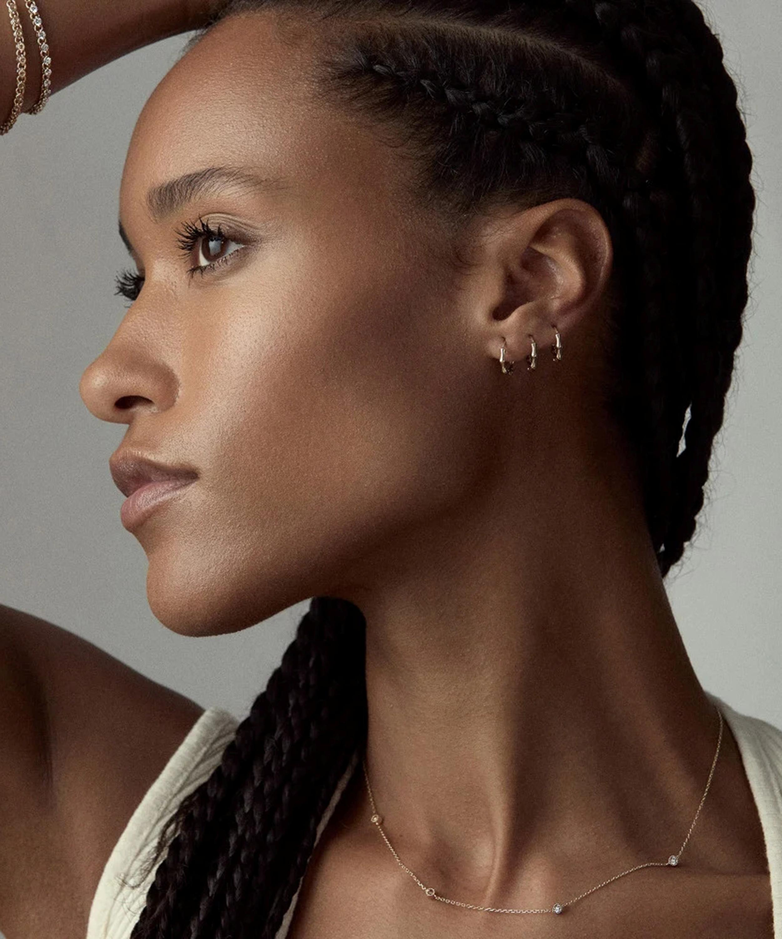 Dinny Hall - 9ct Gold Bamboo Hoop Earrings image number 1