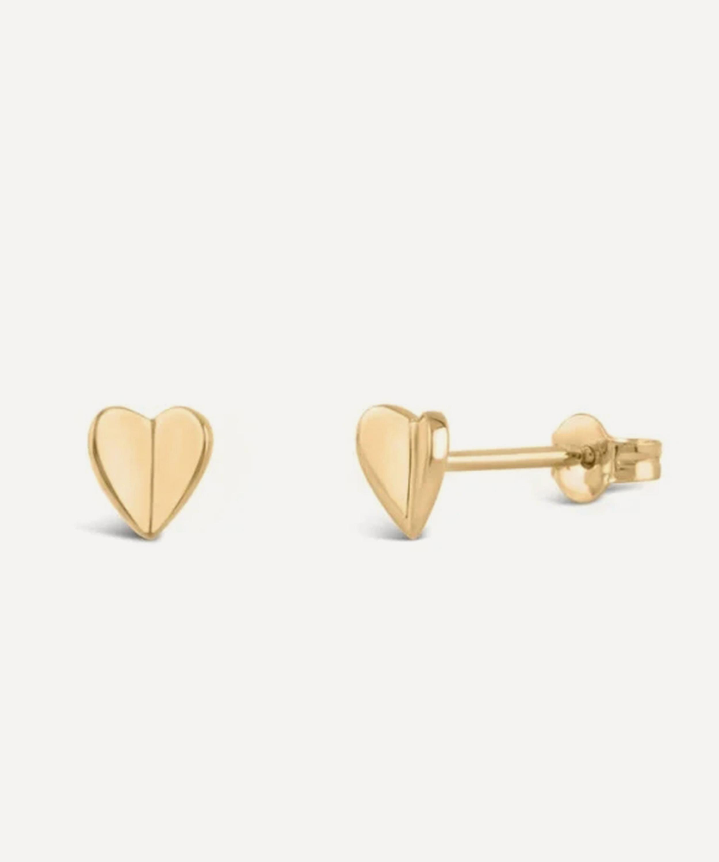 Dinny Hall - 9ct Gold Bijou Folded Heart Stud Earrings