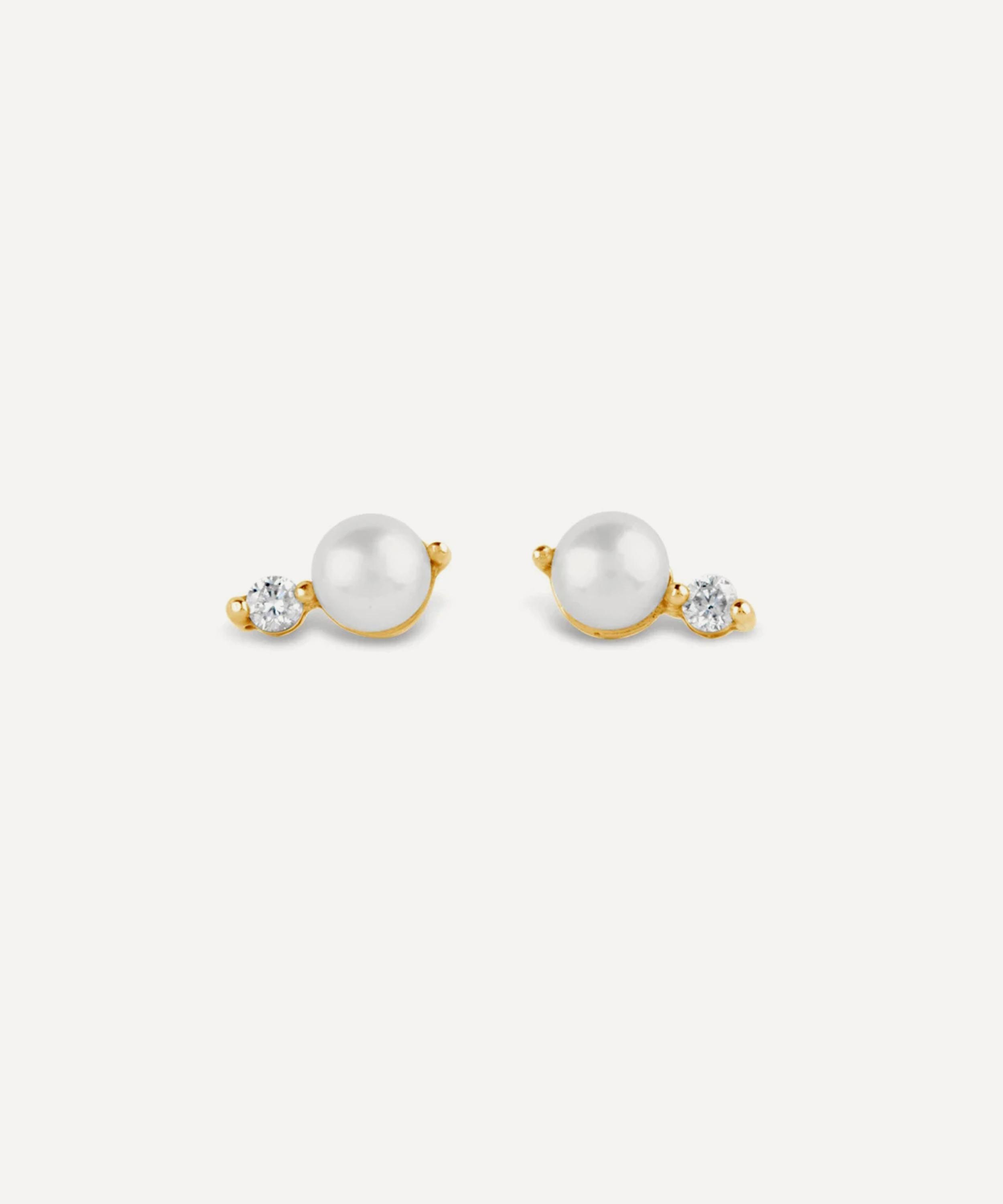 Dinny Hall - 9ct Gold Shuga Pearl and Lab-Grown Diamond Stud Earrings
