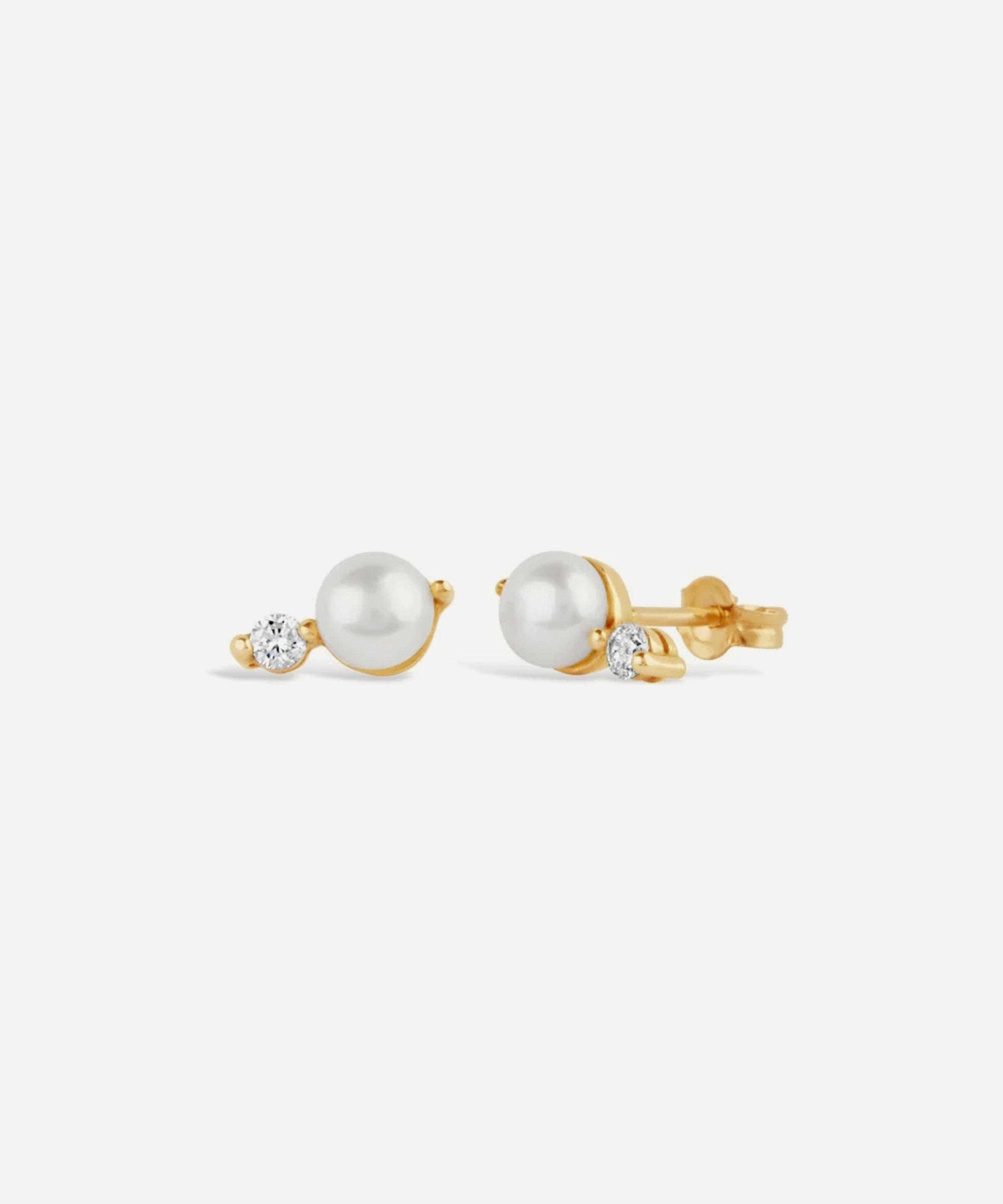 Dinny Hall - 9ct Gold Shuga Pearl and Lab-Grown Diamond Stud Earrings image number 2