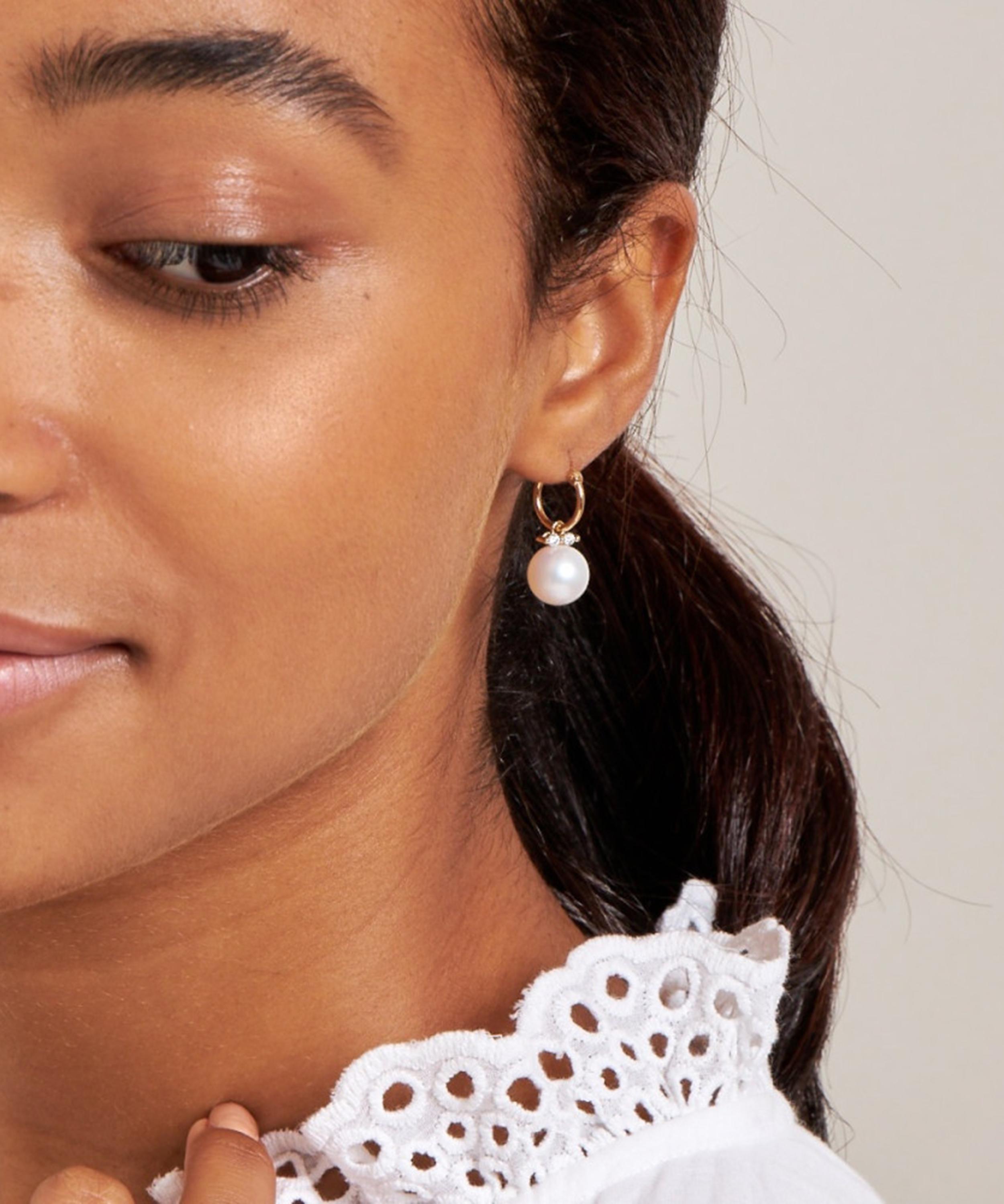 Dinny Hall - 9ct Gold Large Shuga Pearl Drop Hoop Earrings image number 1