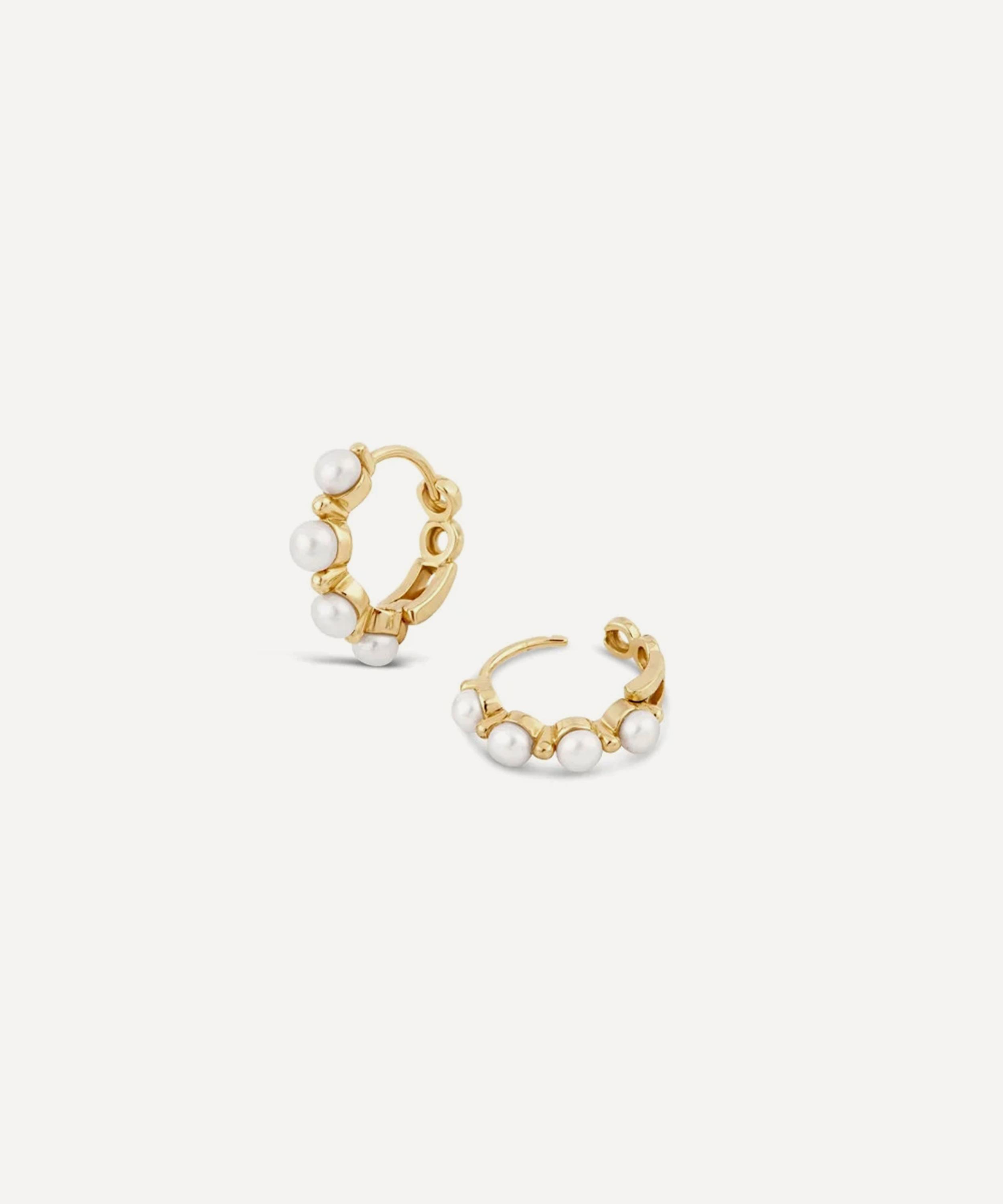 Dinny Hall - 9ct Gold Shuga Pearl Huggie Hoop Earrings
