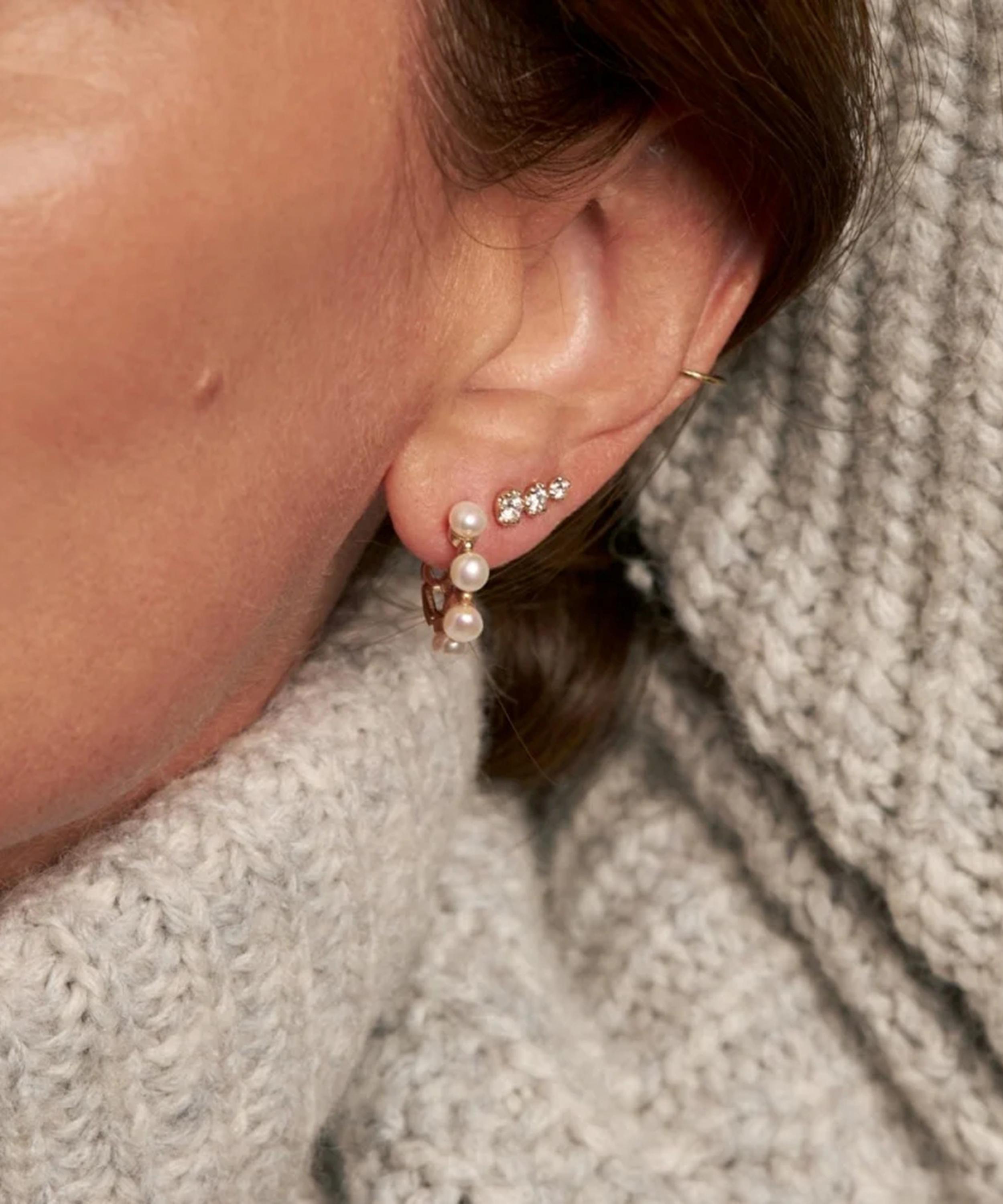 Dinny Hall - 9ct Gold Shuga Pearl Huggie Hoop Earrings image number 1