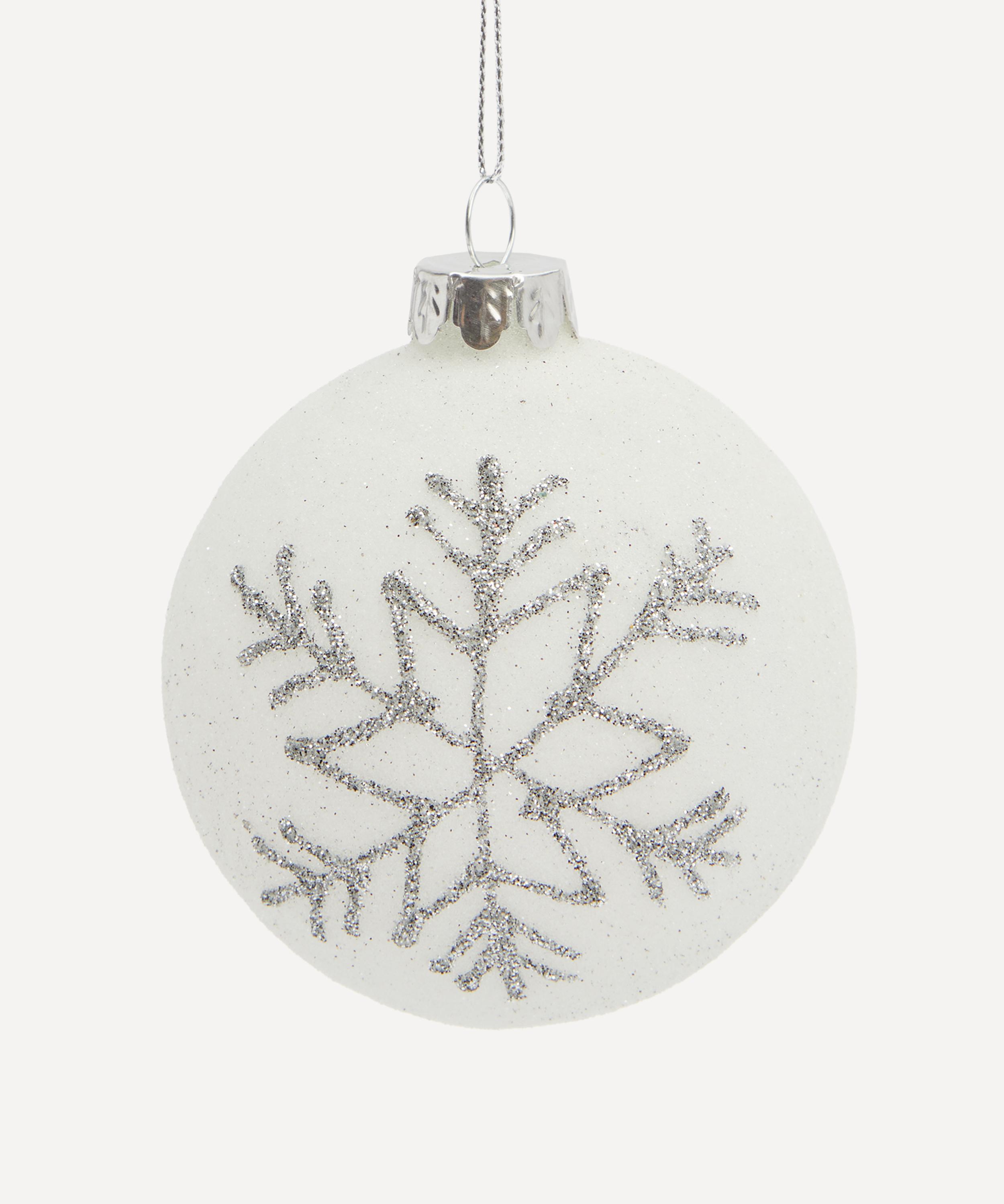 Christmas - Glass White Snowflake Bauble image number 0