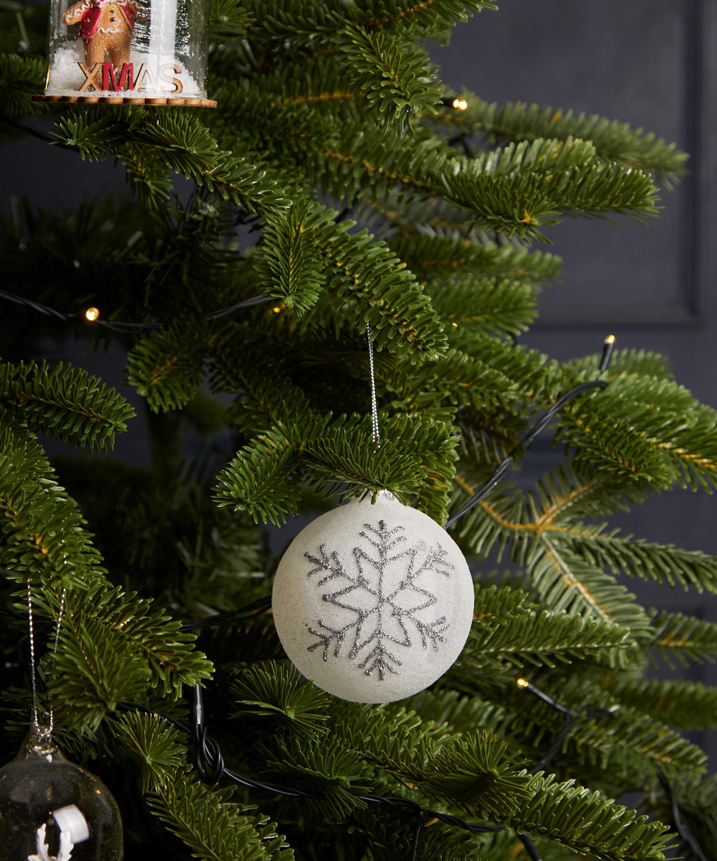 Christmas - Glass White Snowflake Bauble image number 1