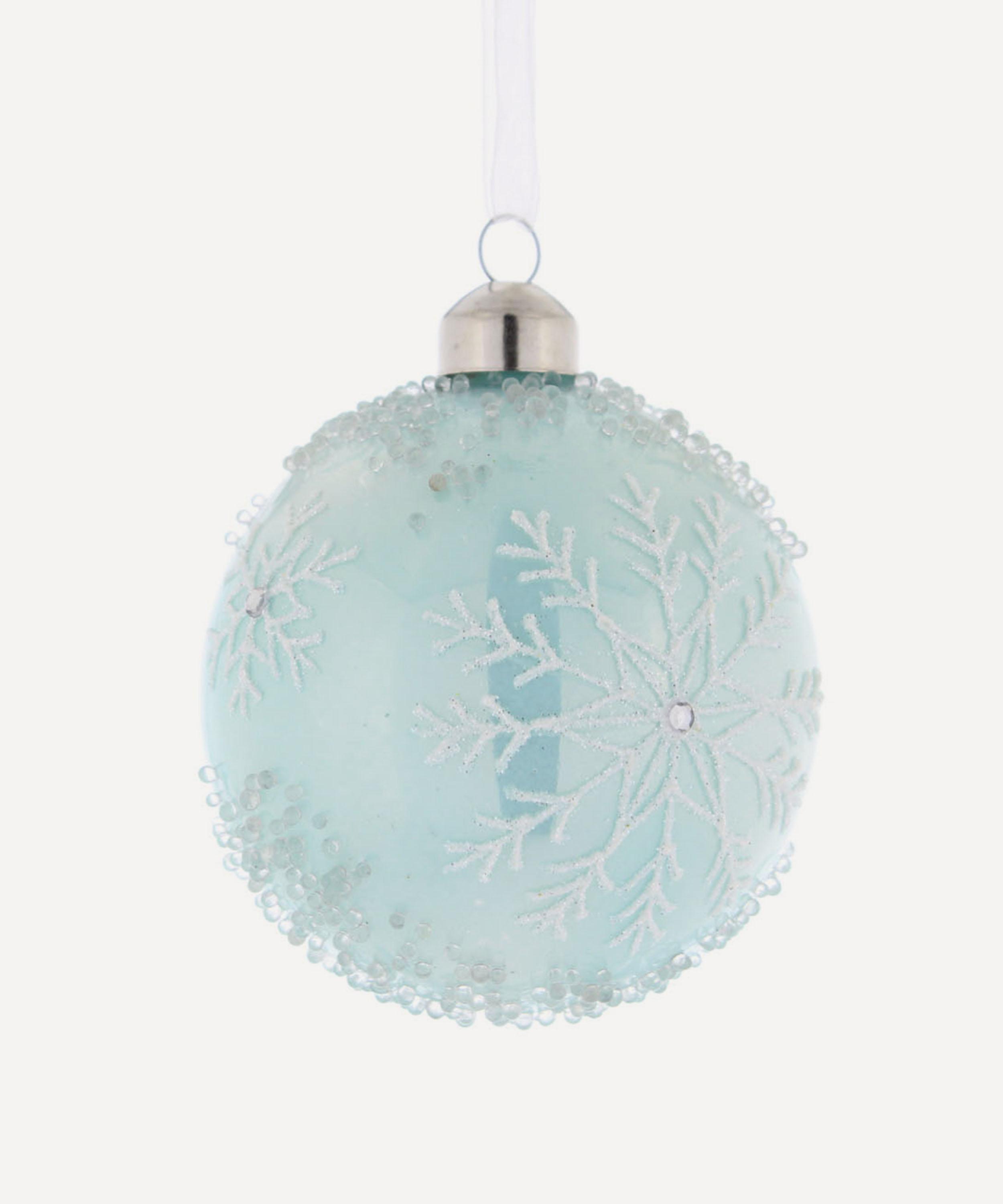 Christmas - Glass Ice Blue Snowflake Bauble image number 0