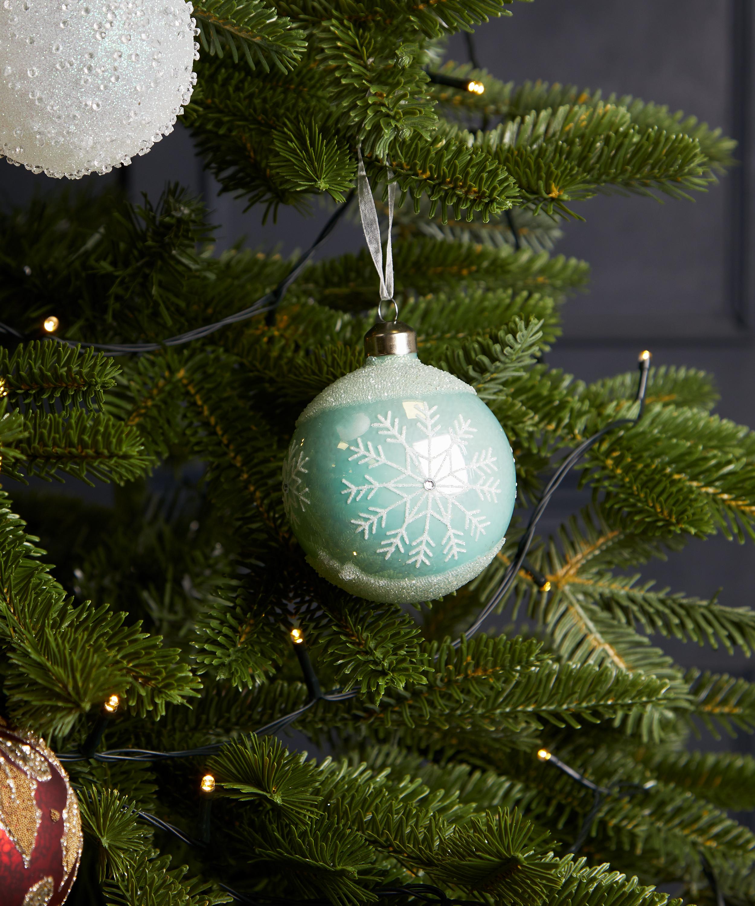 Christmas - Glass Ice Blue Snowflake Bauble image number 1