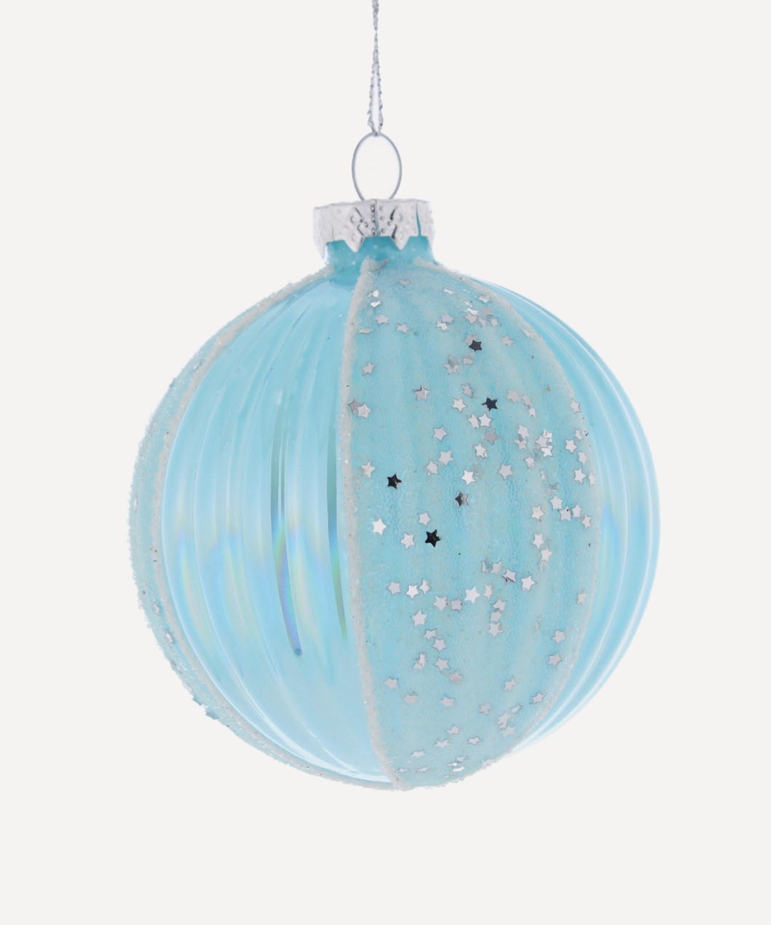 Christmas - Glass Ice Blue Star Band Bauble image number 0