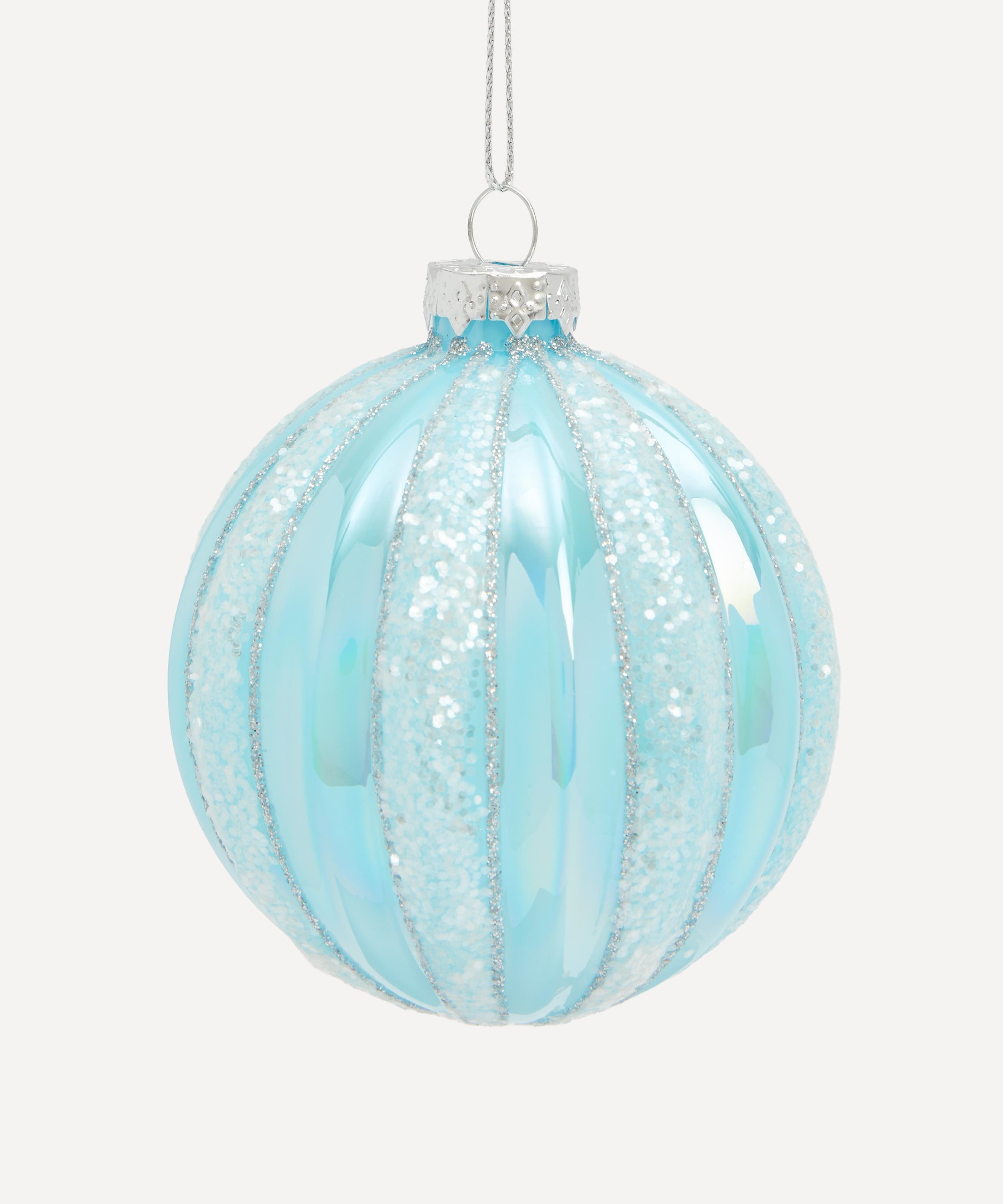 Christmas - Glass Iridescent Stripe Bauble image number 0
