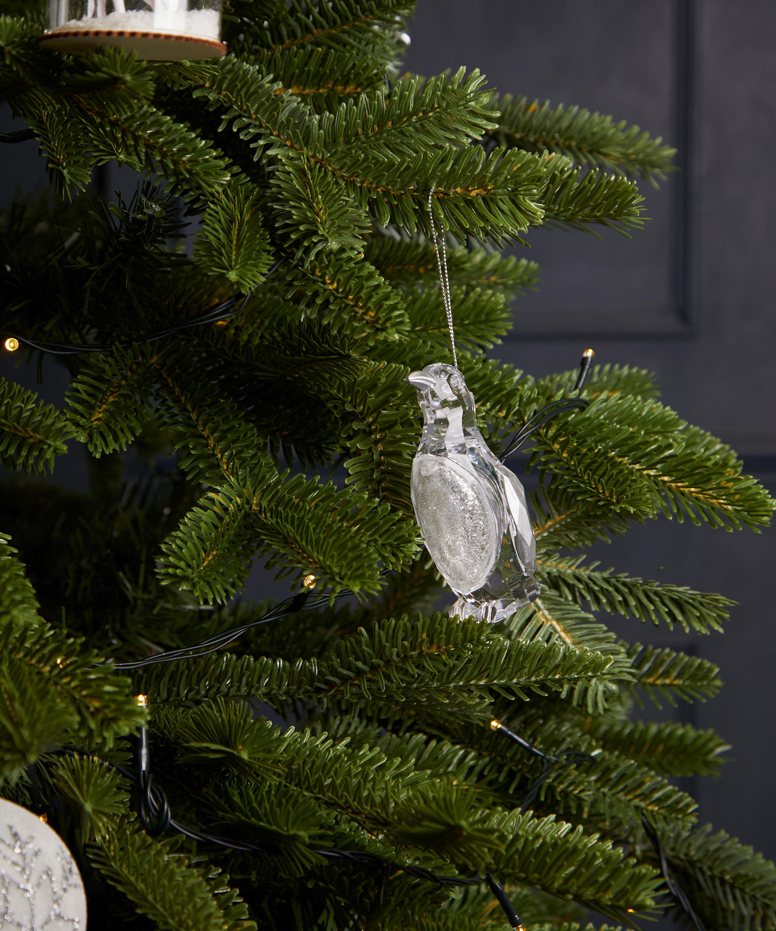 Christmas - Acrylic White Glitter Penguin Ornament image number 1