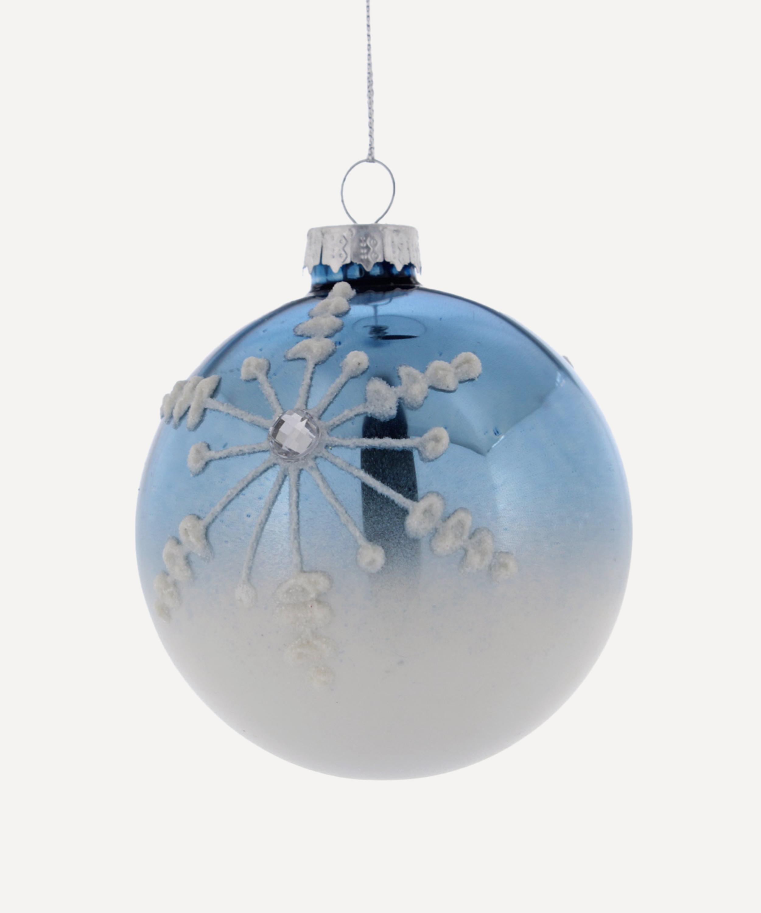 Christmas - Glass Blue Snowflake Bauble image number 0